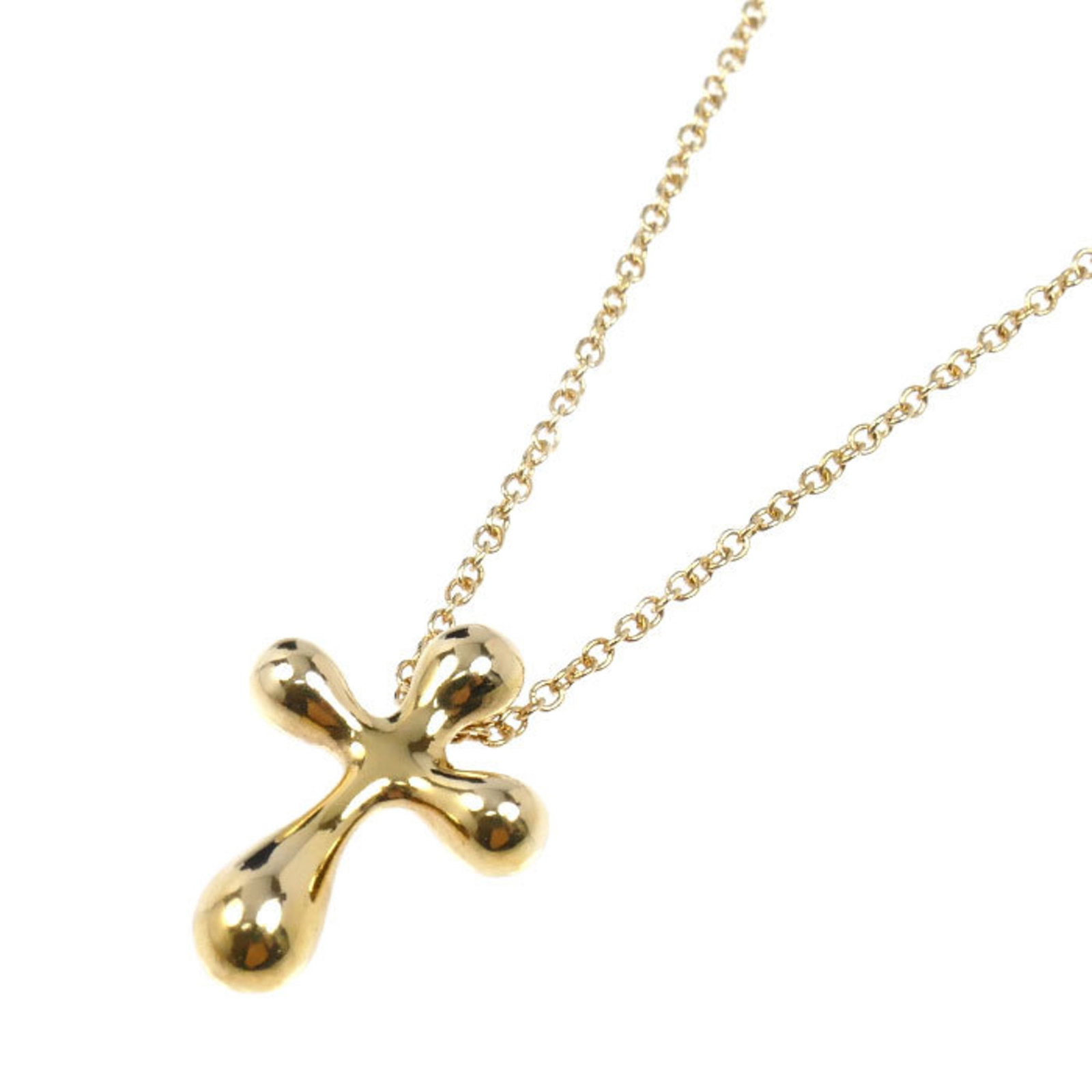Tiffany 18K Yellow Gold Small Cross Necklace Women's 40cm 3.5g: Tiffany 18K Yellow Gold Small Cross Necklace Women's 40cm 3.5g Tiffany's 18K yellow gold small cross necklace boasts a classic design with intricate details. The 40cm chain length provides a versatile