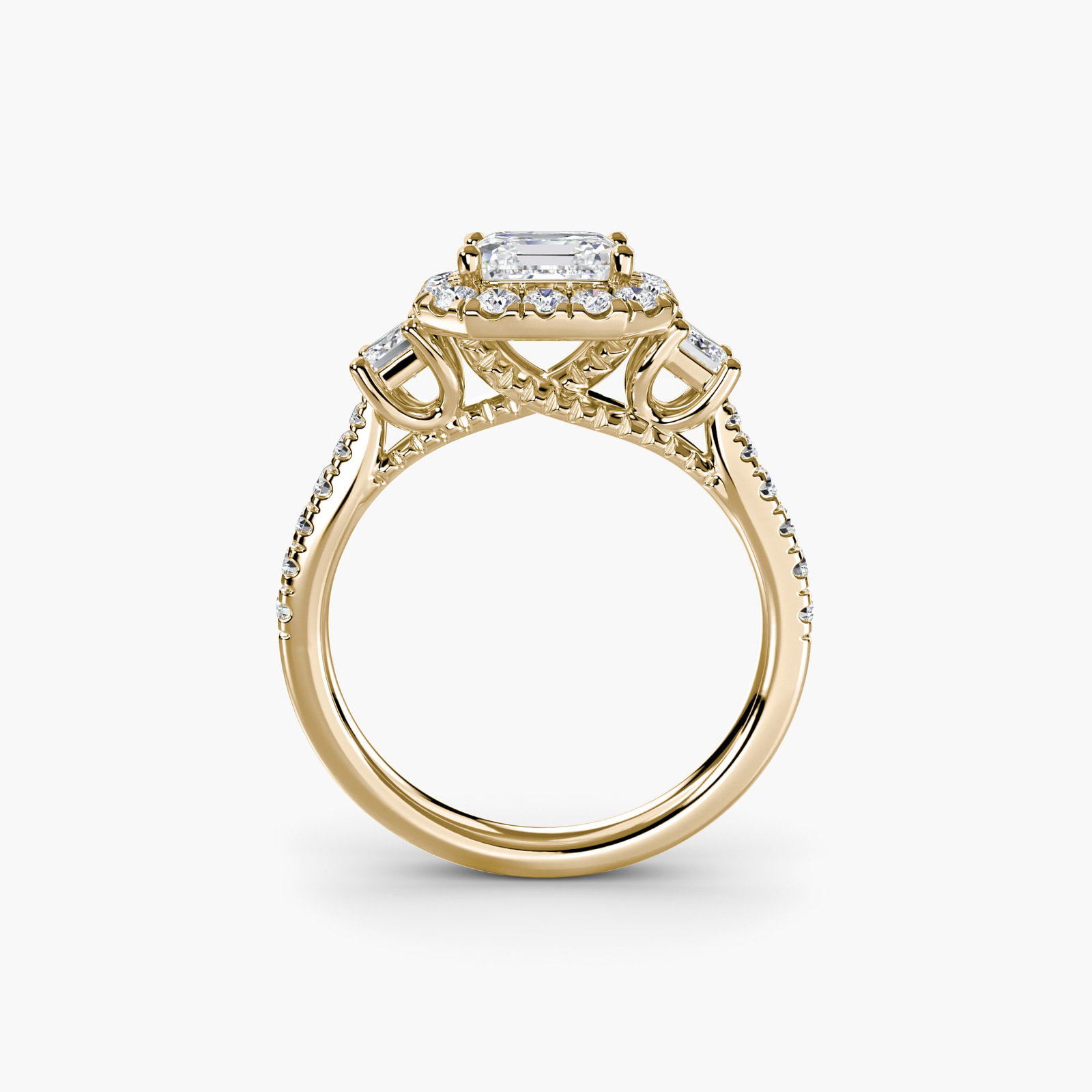 Halo Asscher 14Kt Yellow Gold Ring Setting: Halo Asscher 14Kt Yellow Gold Ring Setting Asscher cut diamonds are renowned for their square shape and angular facets, making them a timeless choice. This 14Kt yellow gold ring setting boasts 30