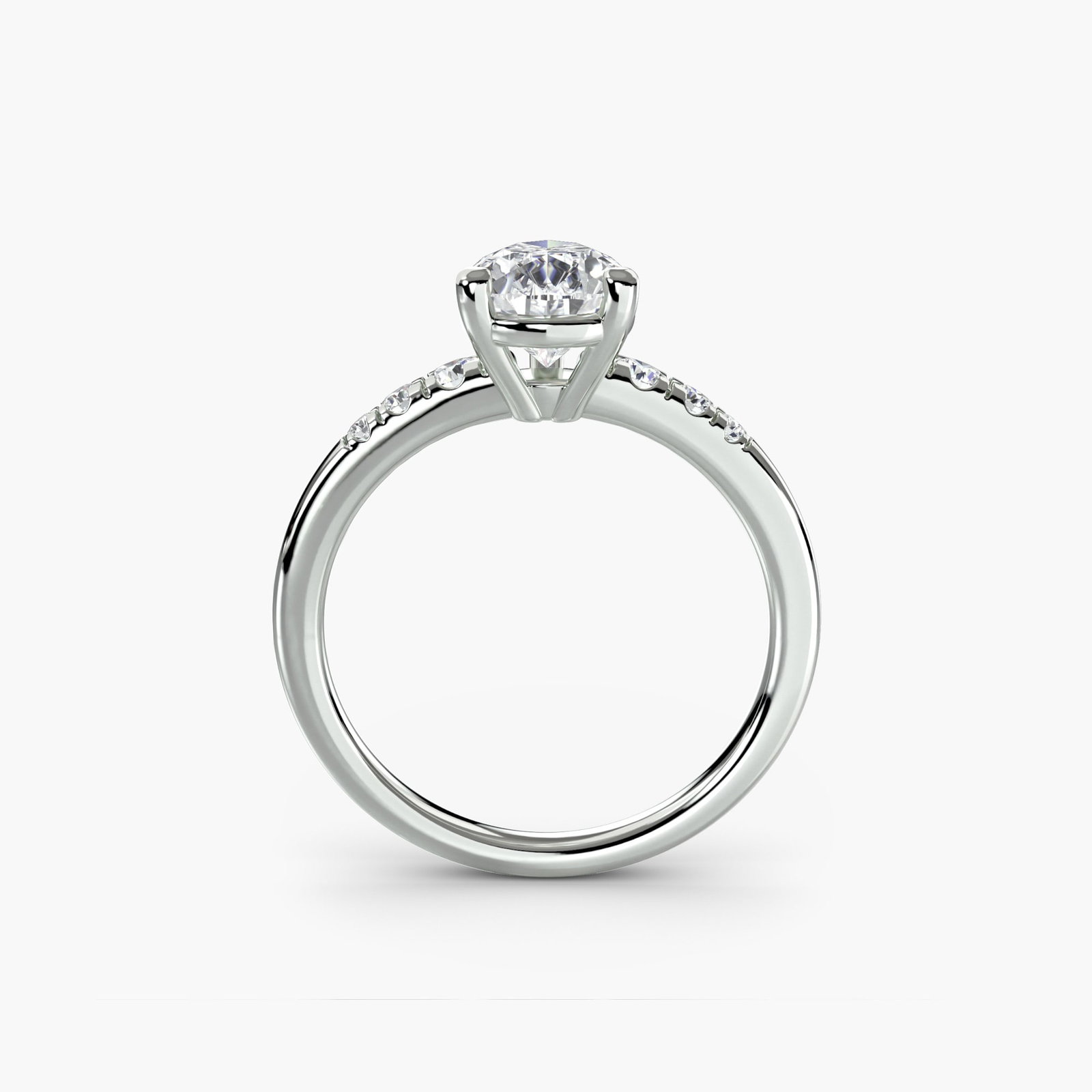 Solitaire Pear 14Kt White Gold Ring Setting - 4