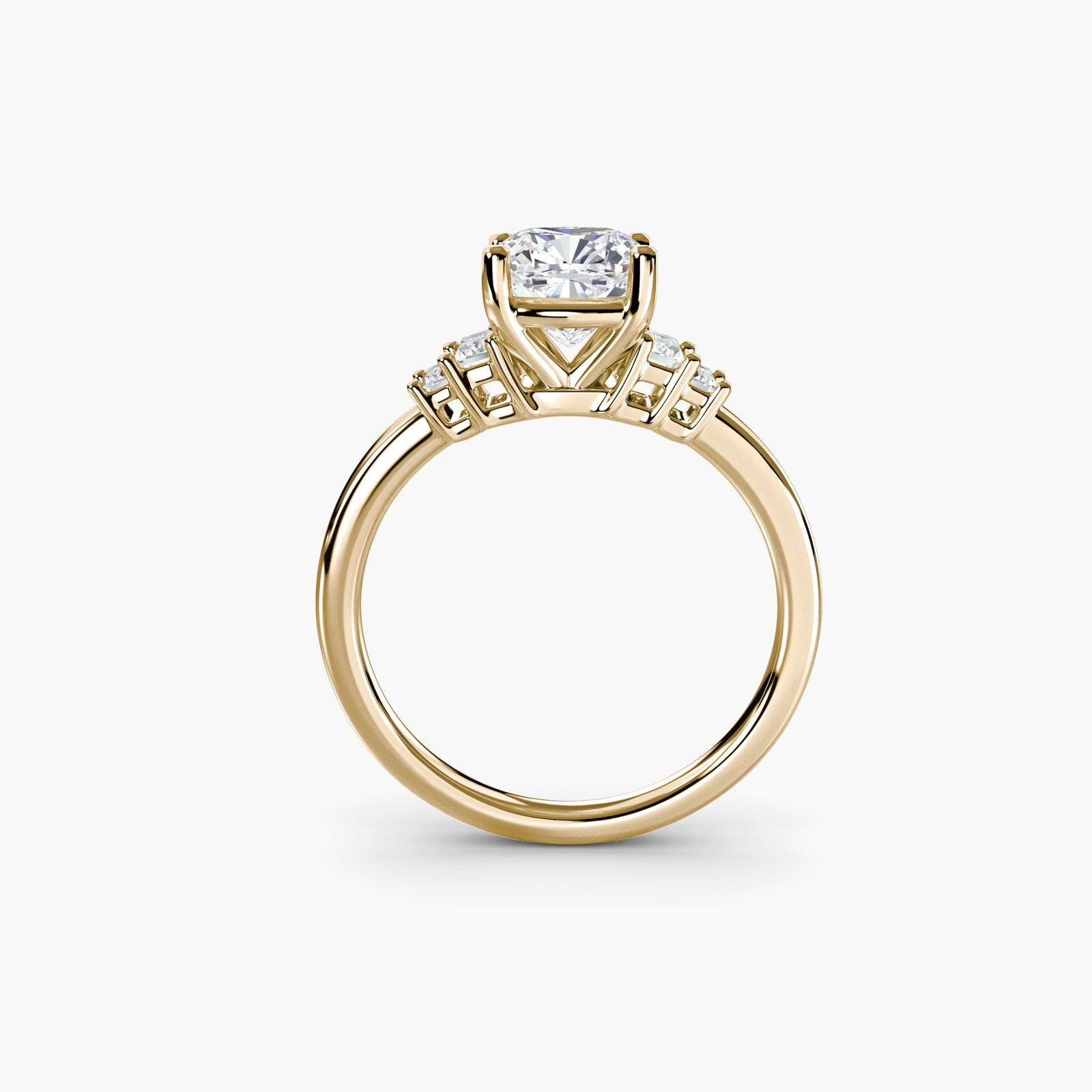 Solitaire Cushion 18Kt Yellow Gold Ring Setting: Solitaire Cushion 18Kt Yellow Gold Ring Setting 18Kt Yellow Gold Cushion Ring Setting - A timeless and elegant design, this cushion ring setting boasts a sturdy metal weight of 3.61 grams, with a slee