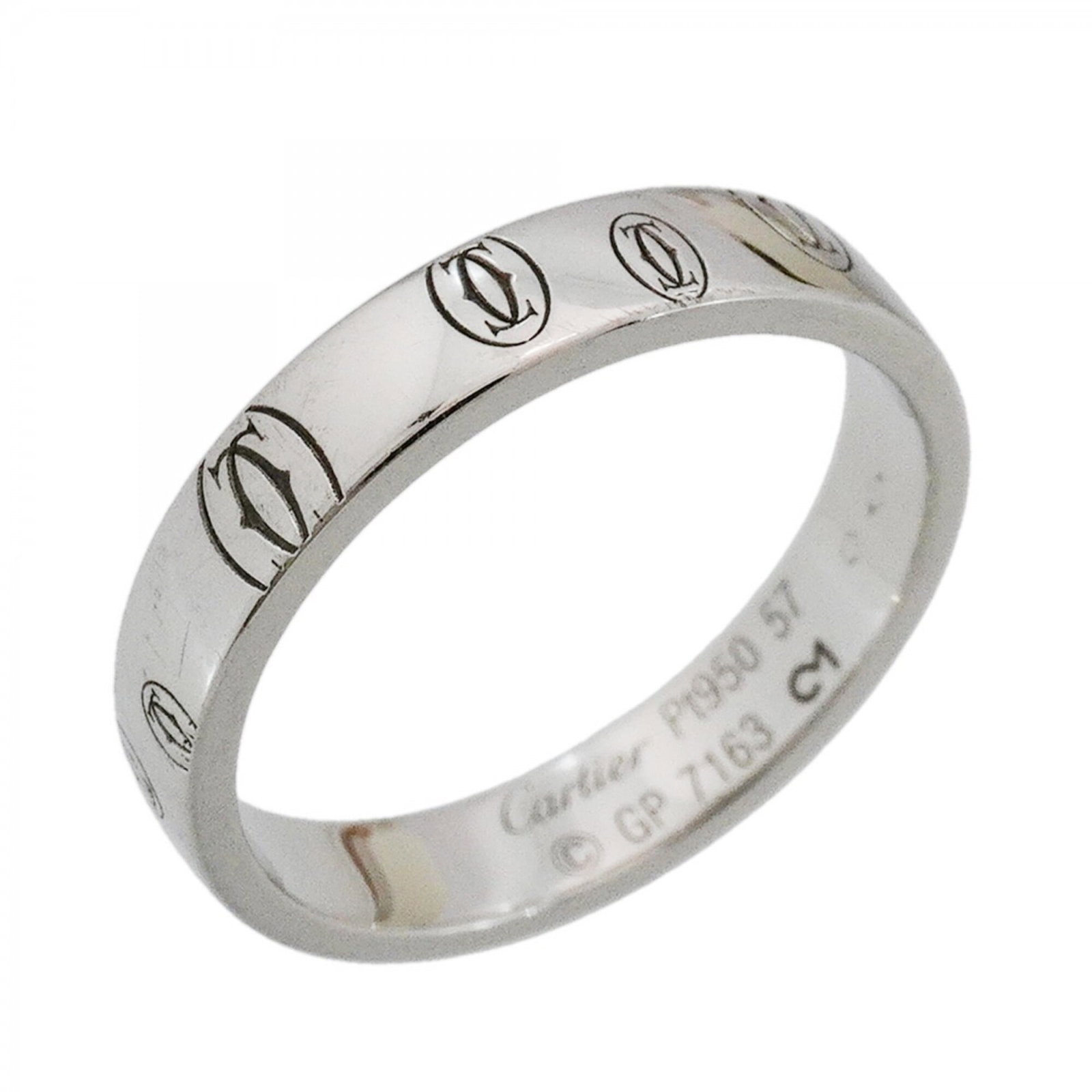 Ring Band by Platinum 950: Ring Band by Platinum 950 Platinum 950 band ring from Cartier, featuring a durable and luxurious material. This used item shows traces of usage with minor scratches and dirt, but remains in good