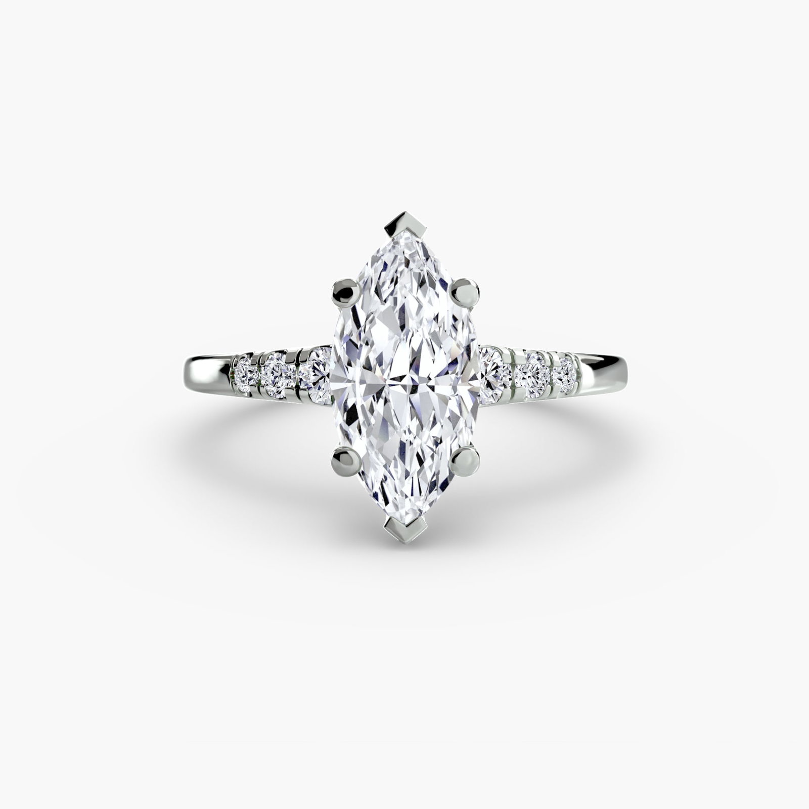 Solitaire Marquise 18Kt White Gold Ring Setting - 2