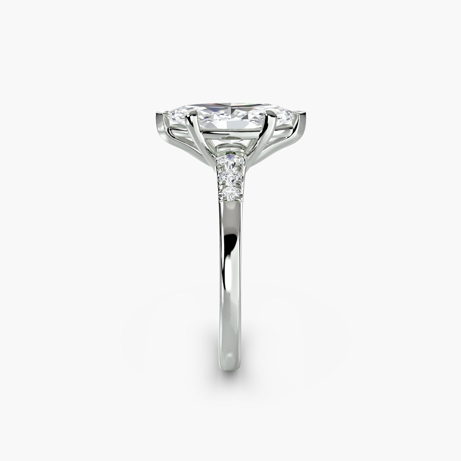 Solitaire Marquise 18Kt White Gold Ring Setting - 3