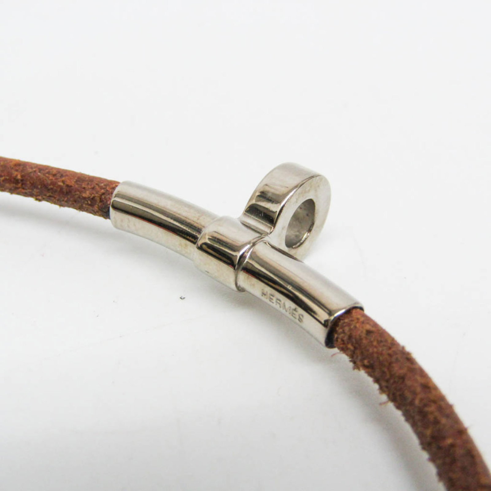 Metal leather bangle Hermes - 5