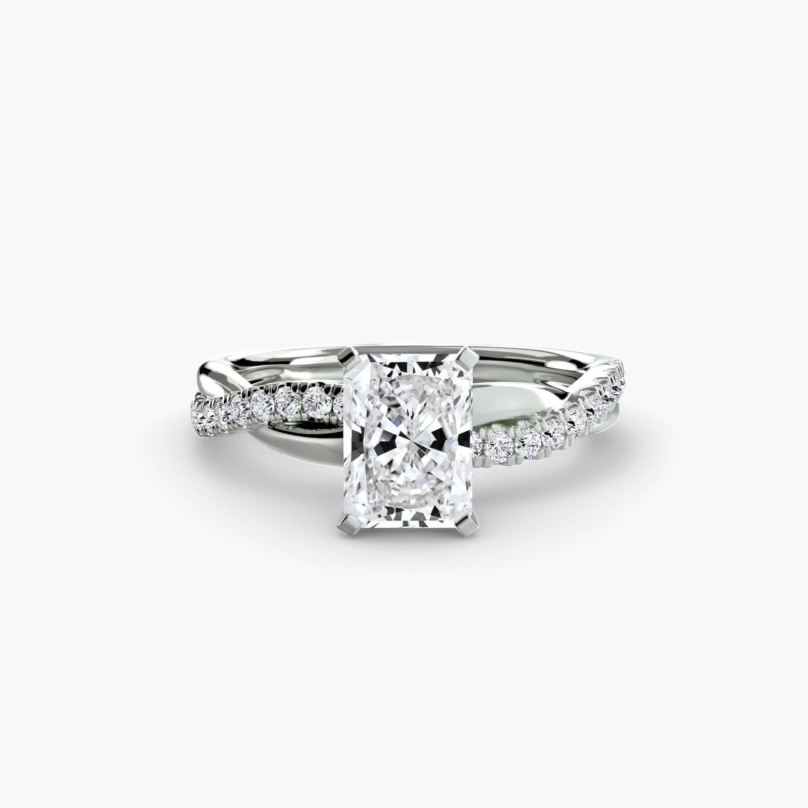 Pave Radiant 950 Platinum Ring Setting - 2
