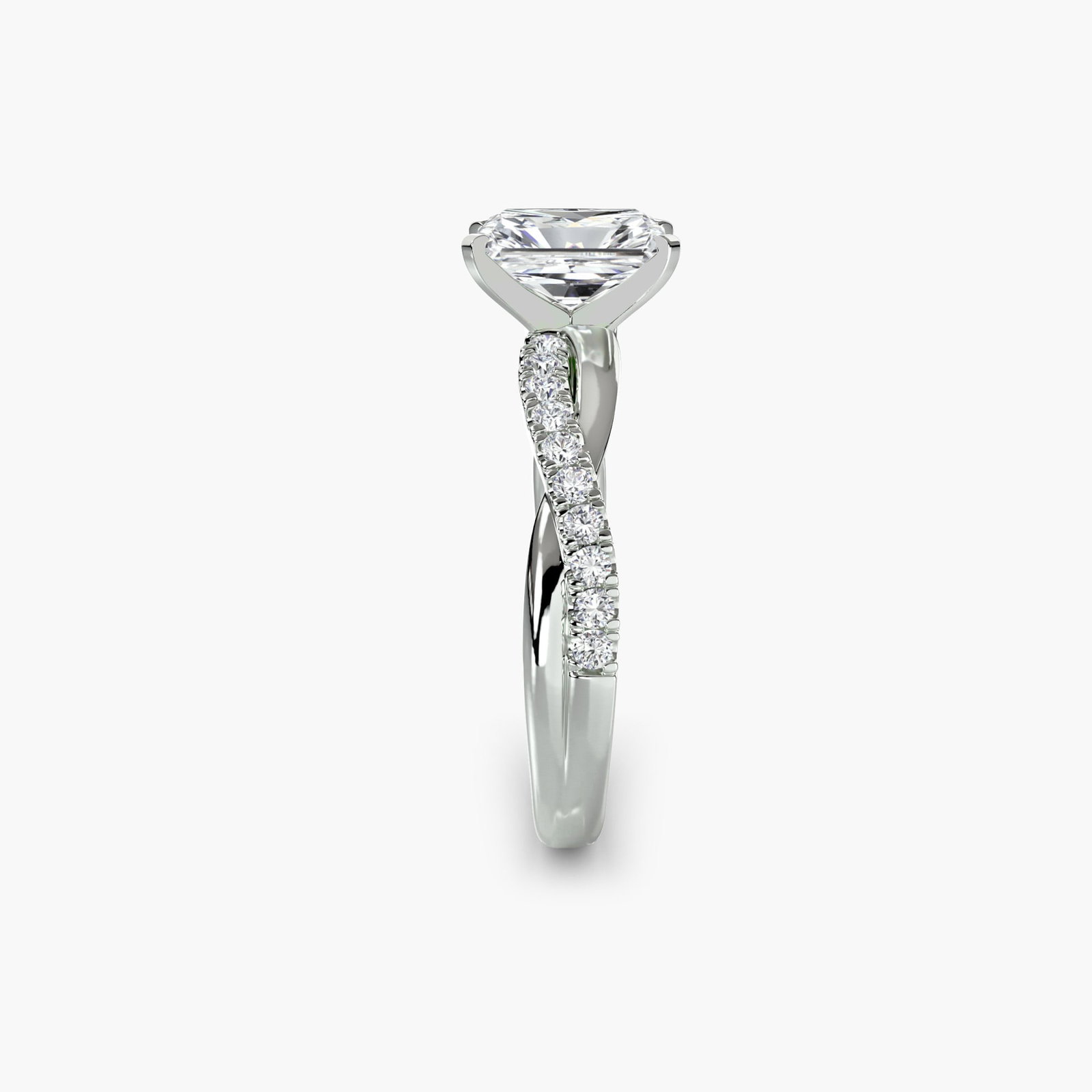 Pave Radiant 950 Platinum Ring Setting - 3