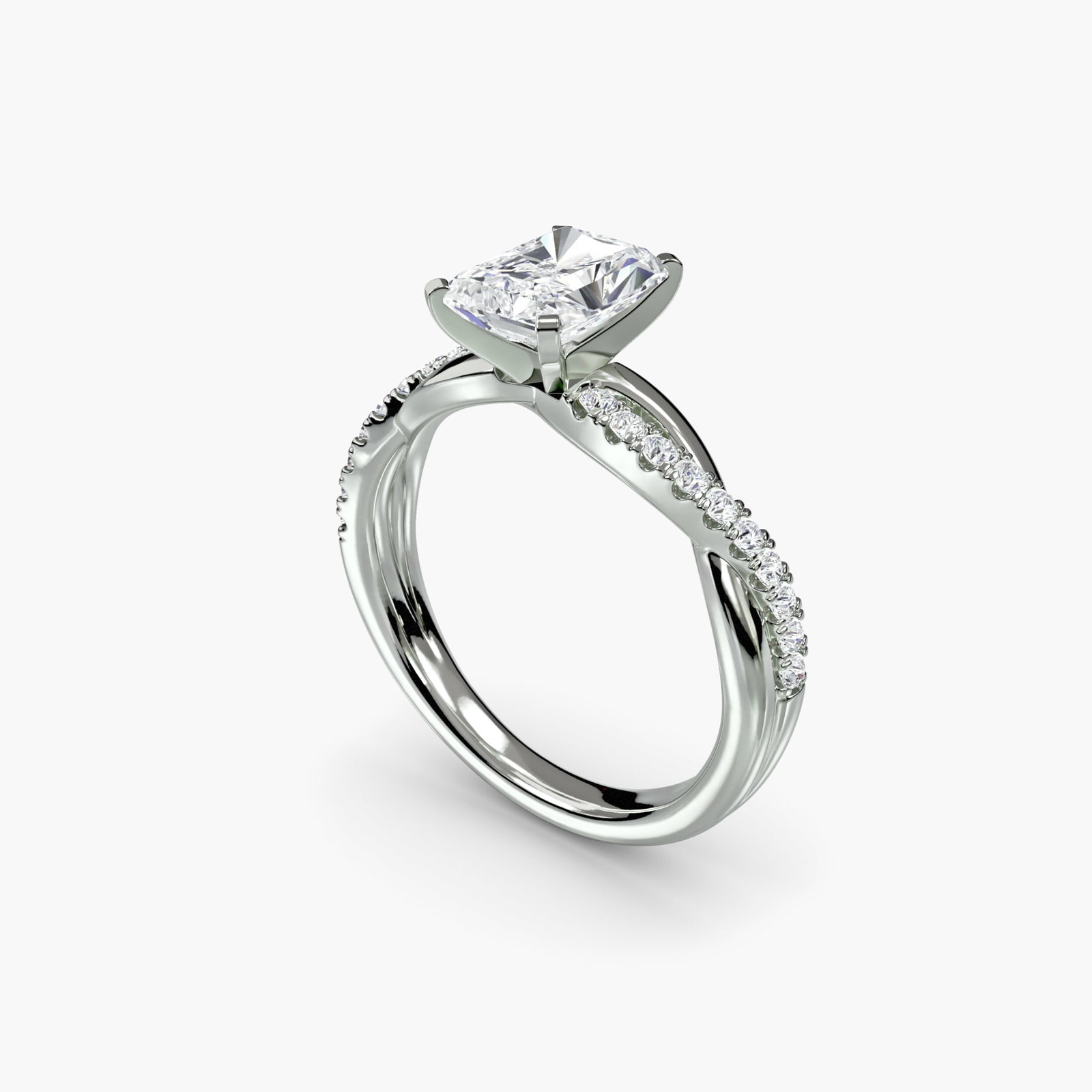 Pave Radiant 950 Platinum Ring Setting - 5
