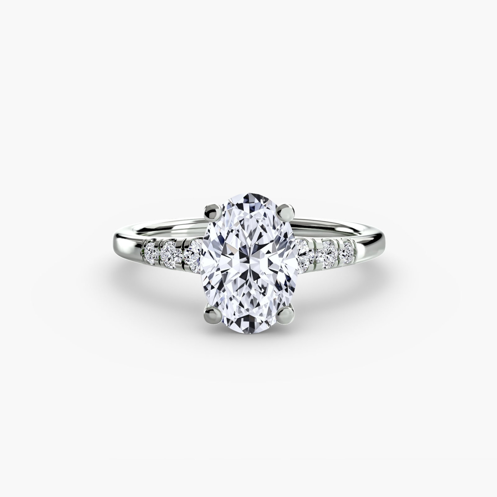 Solitaire Oval 18Kt White Gold Ring Setting - 2