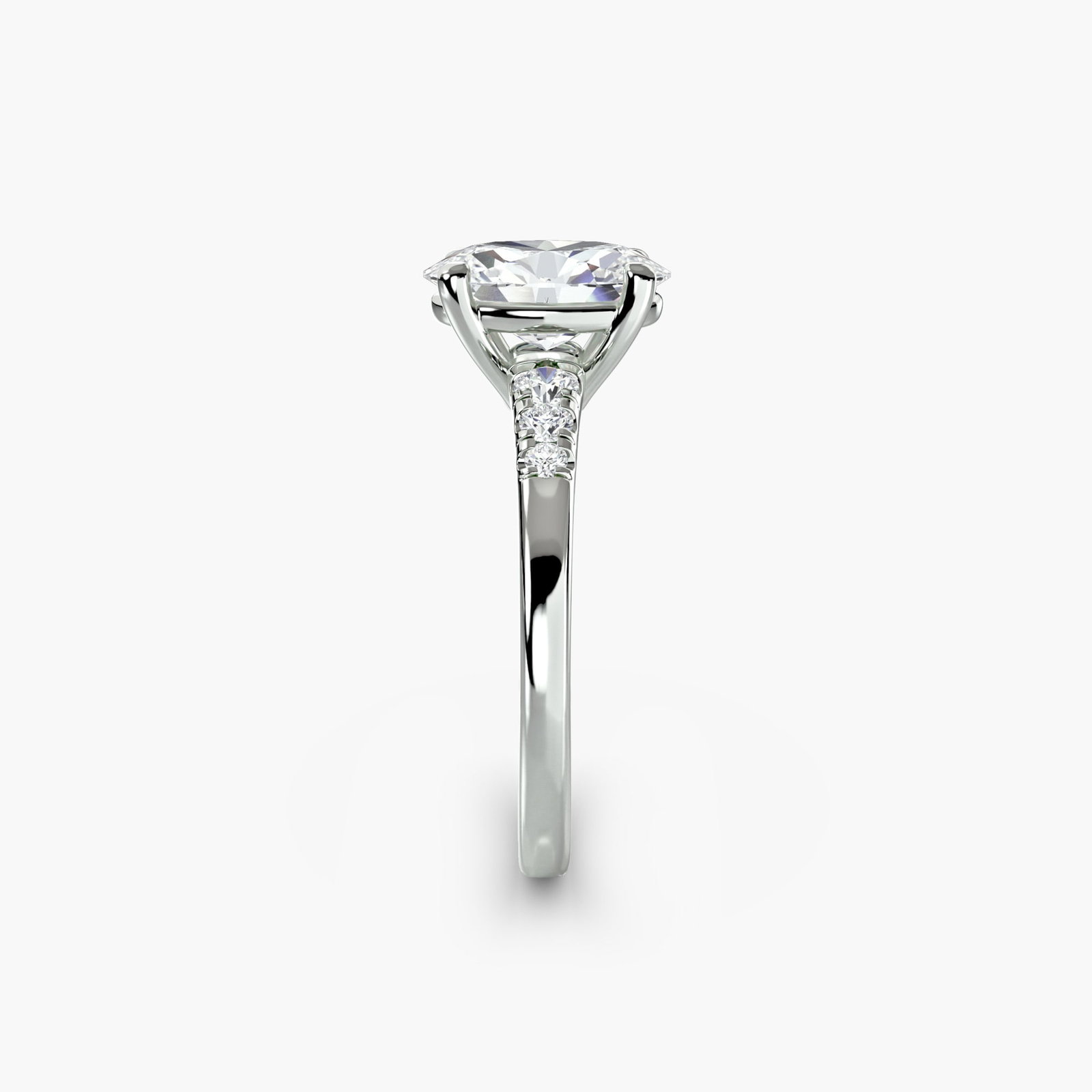 Solitaire Oval 18Kt White Gold Ring Setting - 3