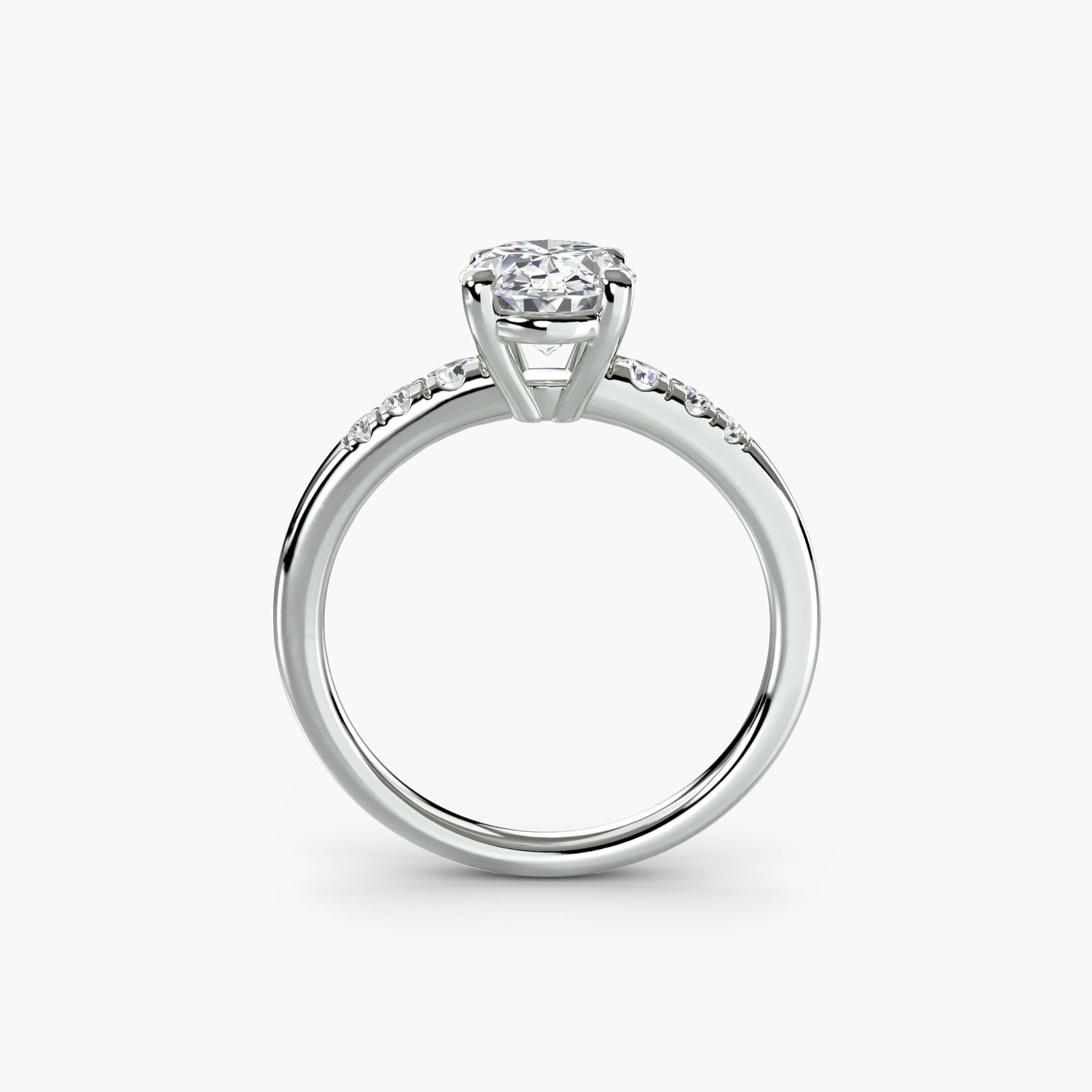 Solitaire Oval 18Kt White Gold Ring Setting - 4