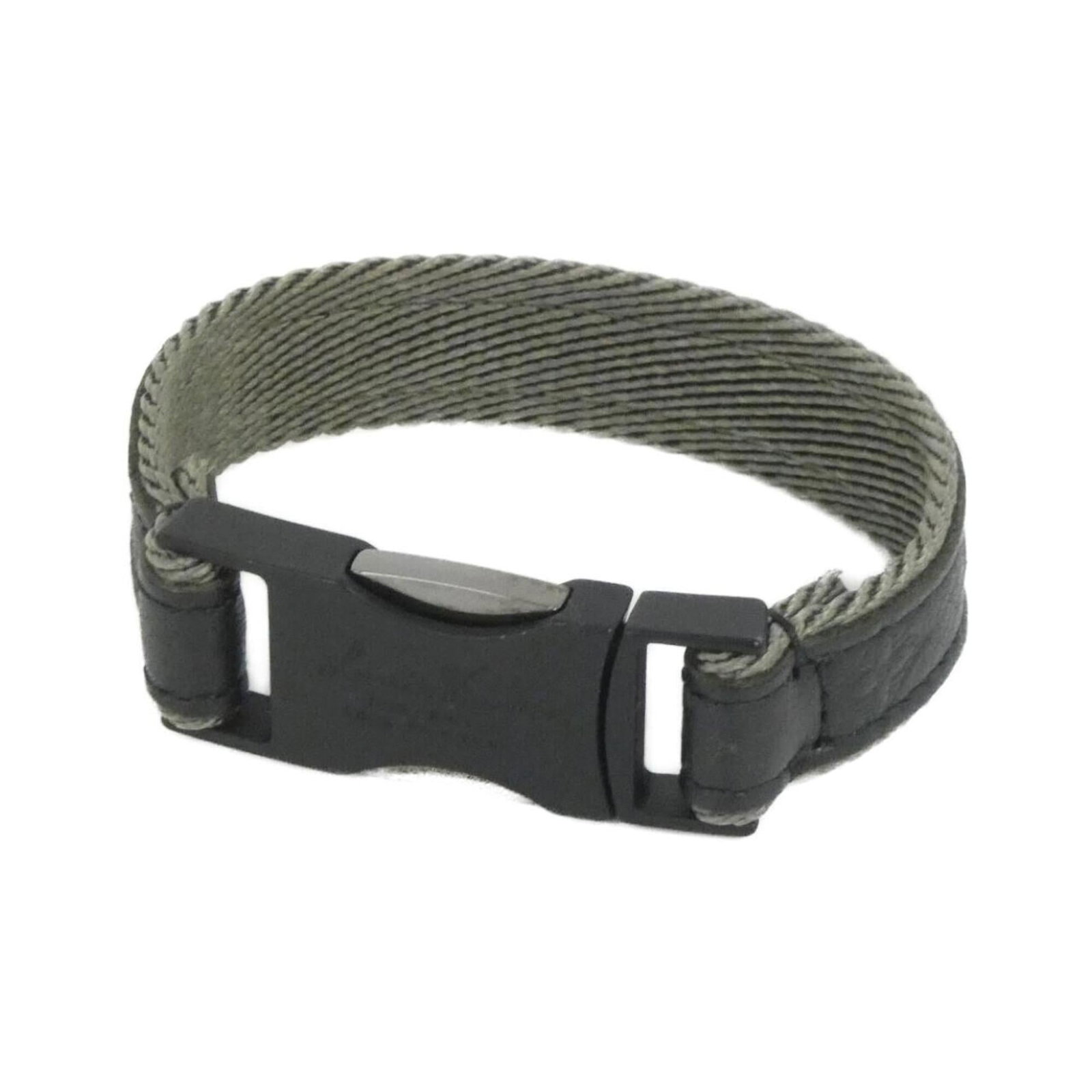 Canvas leather bracelet by Louis Vuitton: Canvas leather bracelet by Louis Vuitton Item Specifics: Brand: Louis Vuitton Type: Charm Bracelet Gender: Men,Women Material: Canvas, Leather Leather/Fur Type: Calf Leather Color: Black, Khaki
