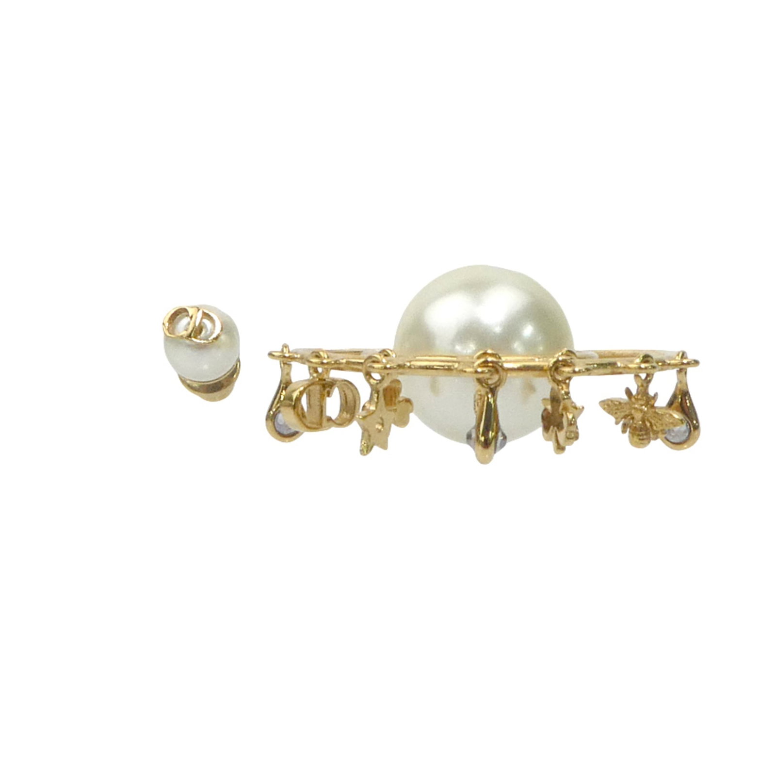 Stud Earrings by Metal from Christian Dior: Stud Earrings by Metal from Christian Dior Stud earrings by Christian Dior in gold metal, measuring 13.00mm x 30.00mm, showcase the luxury brand's signature style with a few traces of usage visible