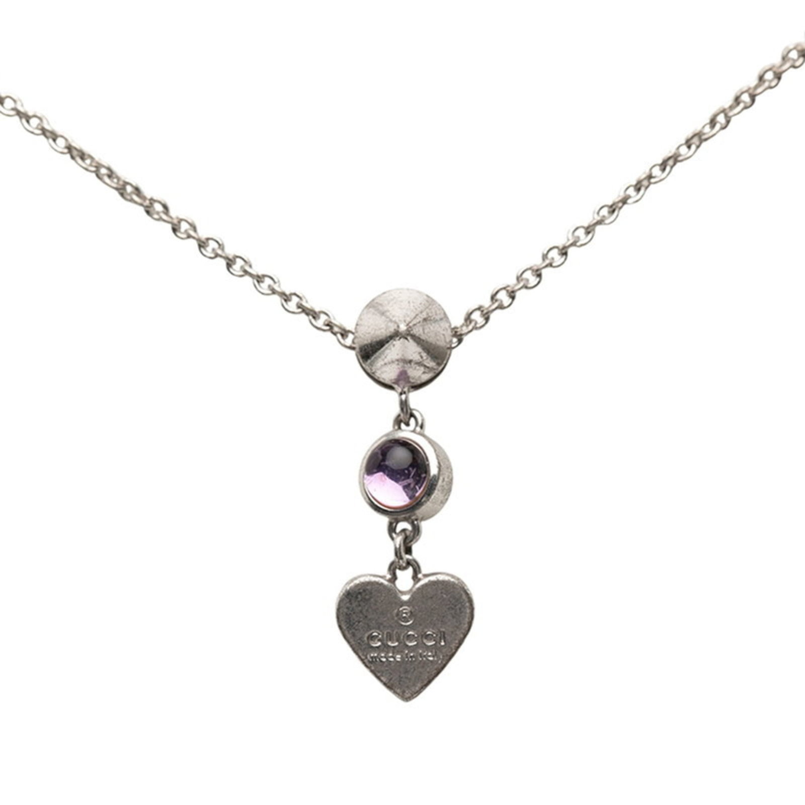 Women Gucci Stud Heart Pendant Silver Sv925 Necklace: Women Gucci Stud Heart Pendant Silver Sv925 Necklace Silver Gucci Stud Heart Pendant Necklace for Women, made from high-quality Silver 925. This elegant pendant features a classic stud design with a