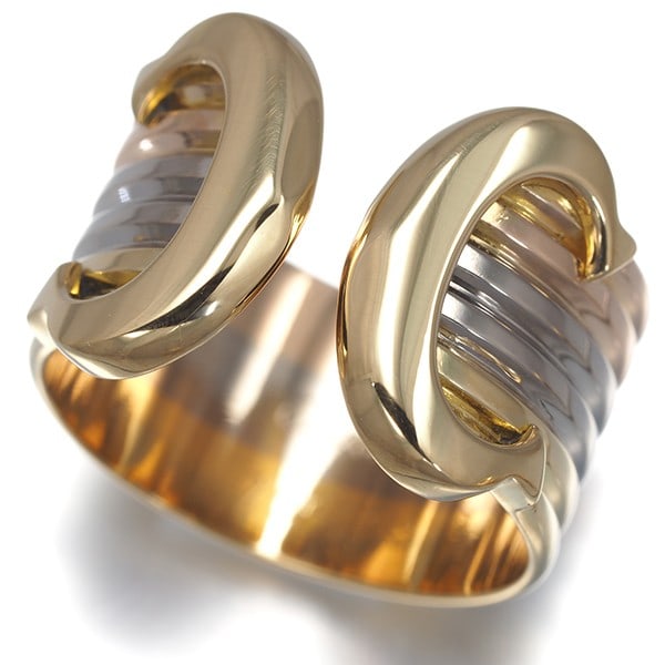 Cartier Ring 2C Double C C2 3Color Lm Eu50 18K Yg/ Wg/ Rg: Cartier Ring 2C Double C C2 3Color Lm Eu50 18K Yg/ Wg/ Rg Cartier Ring 2C Double C C2 3Color Lm Eu50 18K Yg/Wg/Rg - A stunning multi-tone gold ring from the iconic Double C de Cartier collection,
