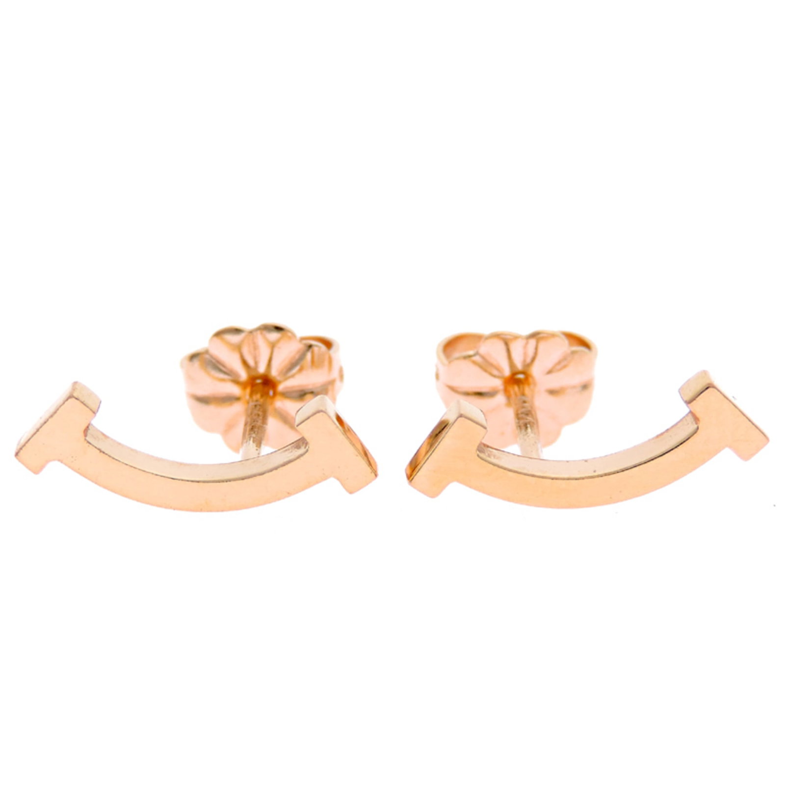 Gold Pink Tiffany Stud Earrings: Gold Pink Tiffany Stud Earrings Pink Gold (18K) stud earrings from Tiffany, bearing a few traces of usage and minor scratches. The 13mm x 5mm size provides a subtle yet elegant touch to any outfit. In
