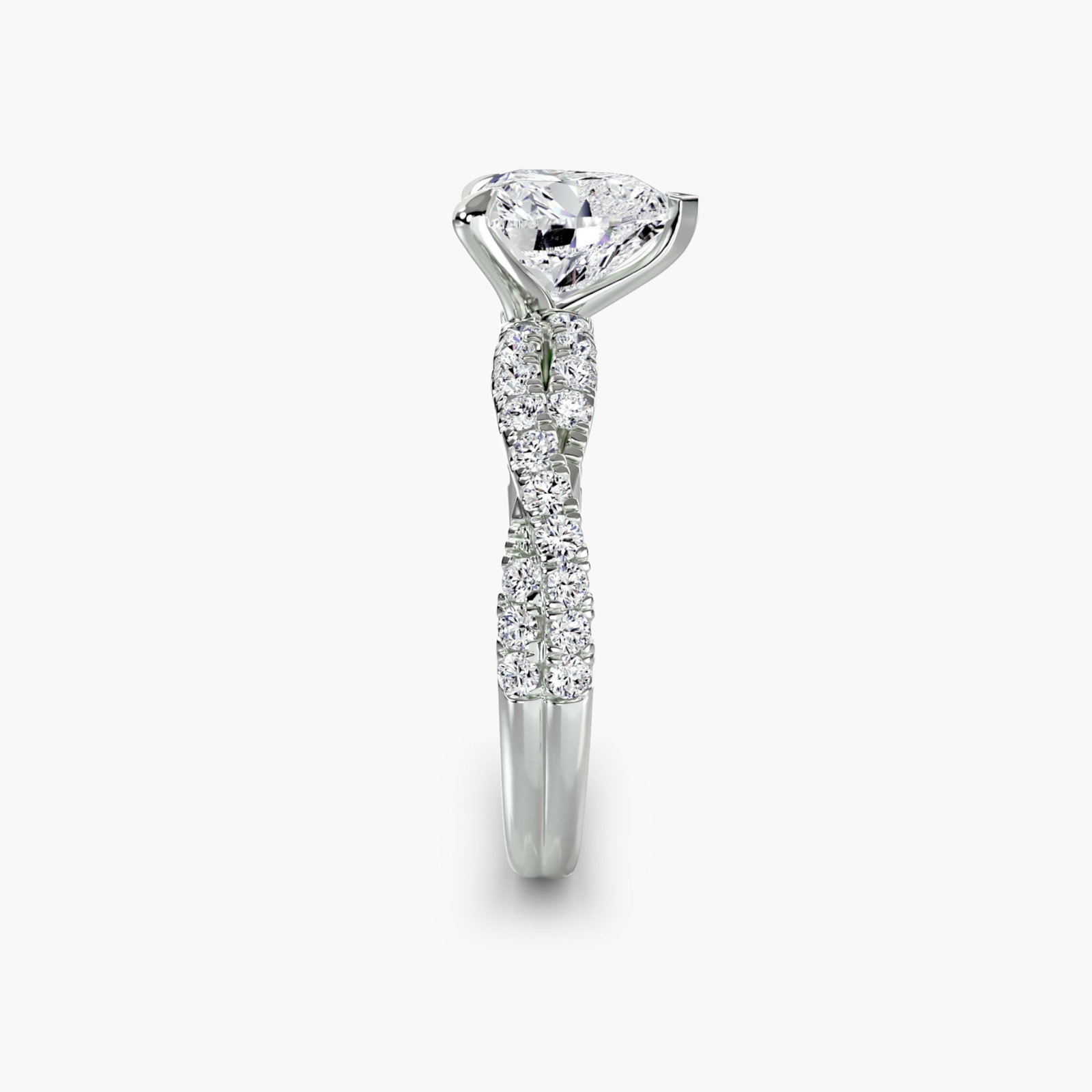 Pave Heart 950 Platinum Ring Setting - 3