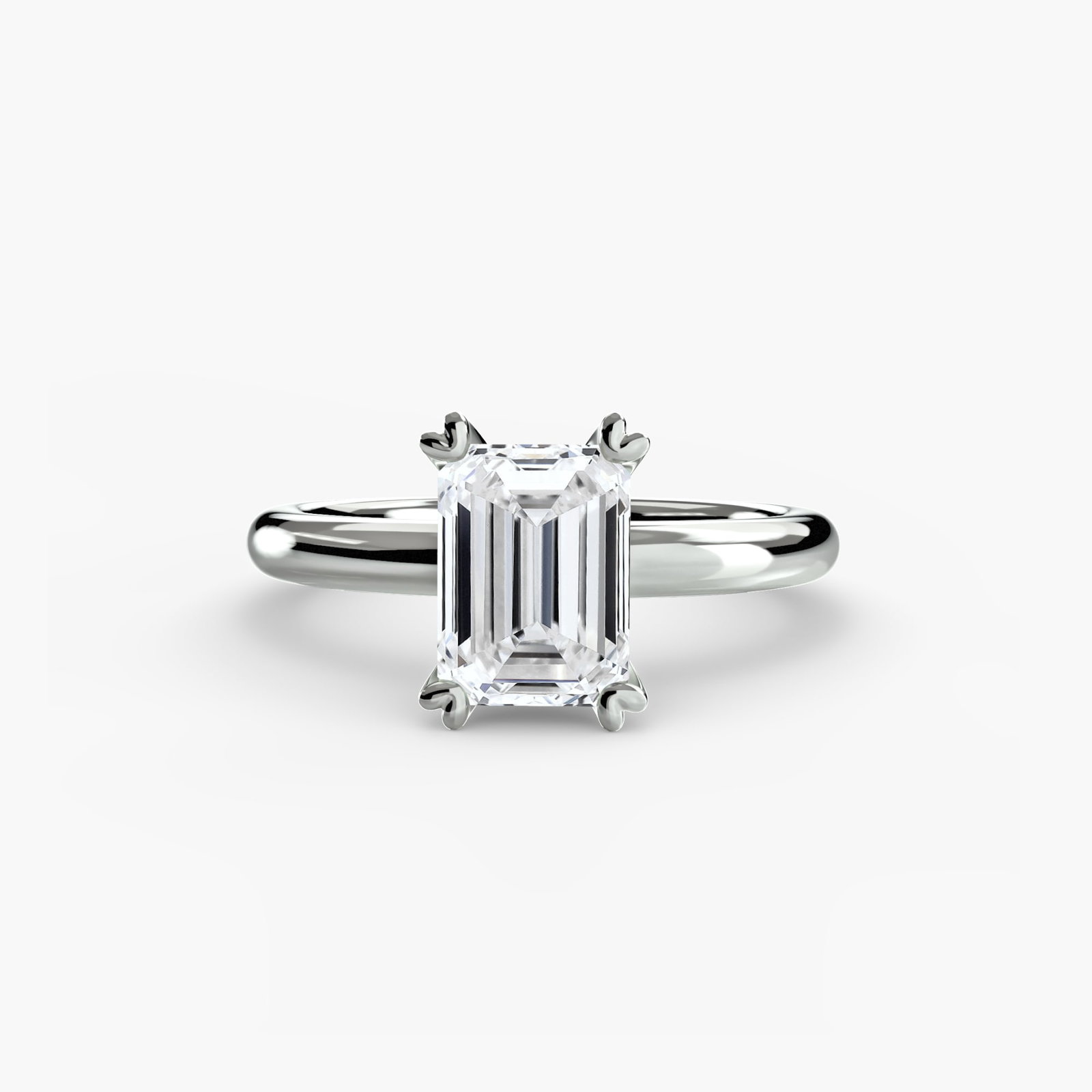 Solitaire Emerald 18Kt White Gold Ring Setting - 2
