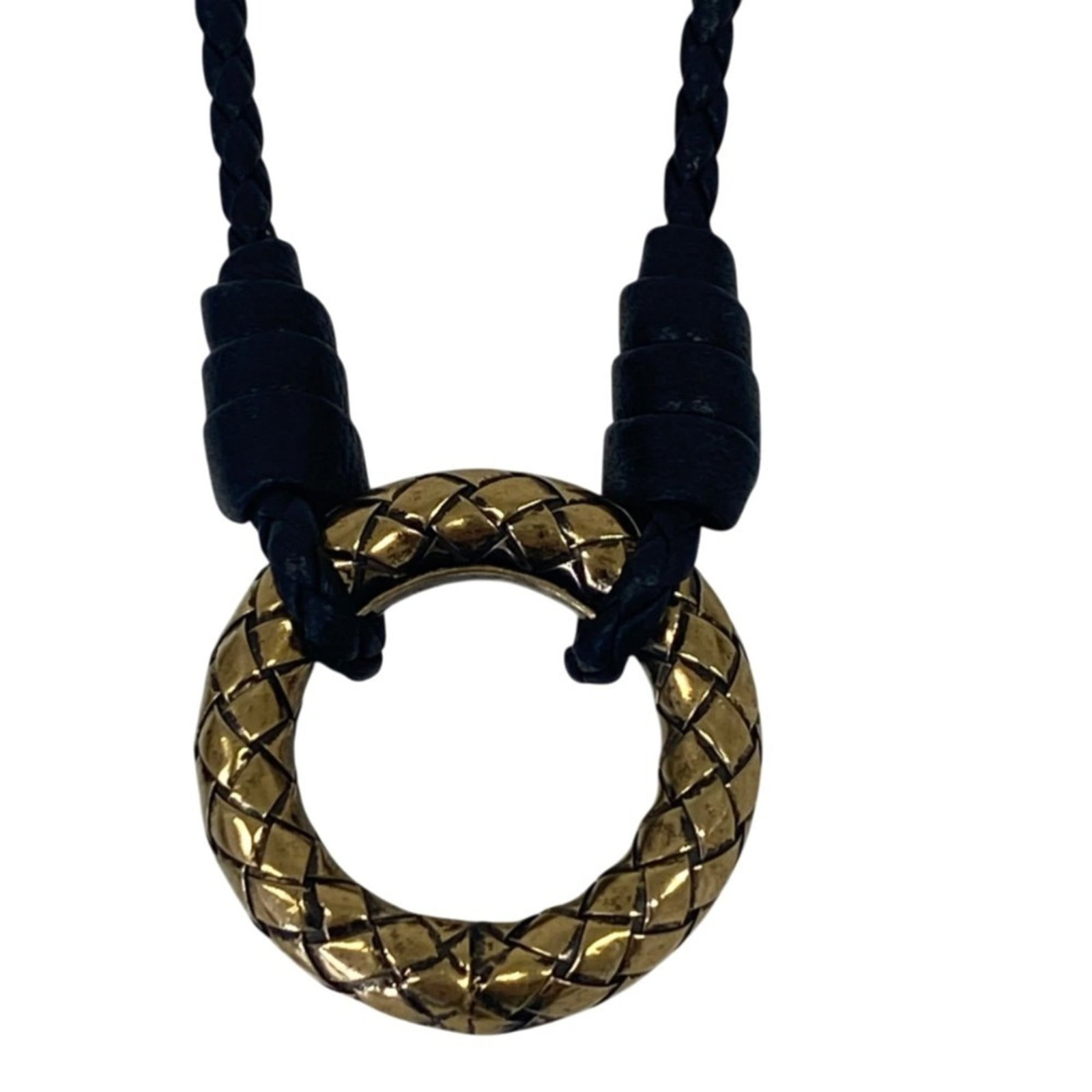 Bottega Veneta Intrecciato Ring Circle Necklace 925Sv Black X Gold Men'S Women'S: Bottega Veneta Intrecciato Ring Circle Necklace 925Sv Black X Gold Men'S Women'S Silver and gold tones come together in sleek, modern style with the Bottega Veneta Intrecciato Ring Circle Necklace.