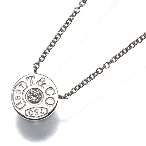 Diamond necklace white gold 750 1837 Tiffany&Co.: Diamond necklace white gold 750 1837 Tiffany&Co. Tiffany & Co.'s 1837 collection showcases exquisite craftsmanship in 18k white gold, featuring a stunning diamond pendant. The natural metal purity and