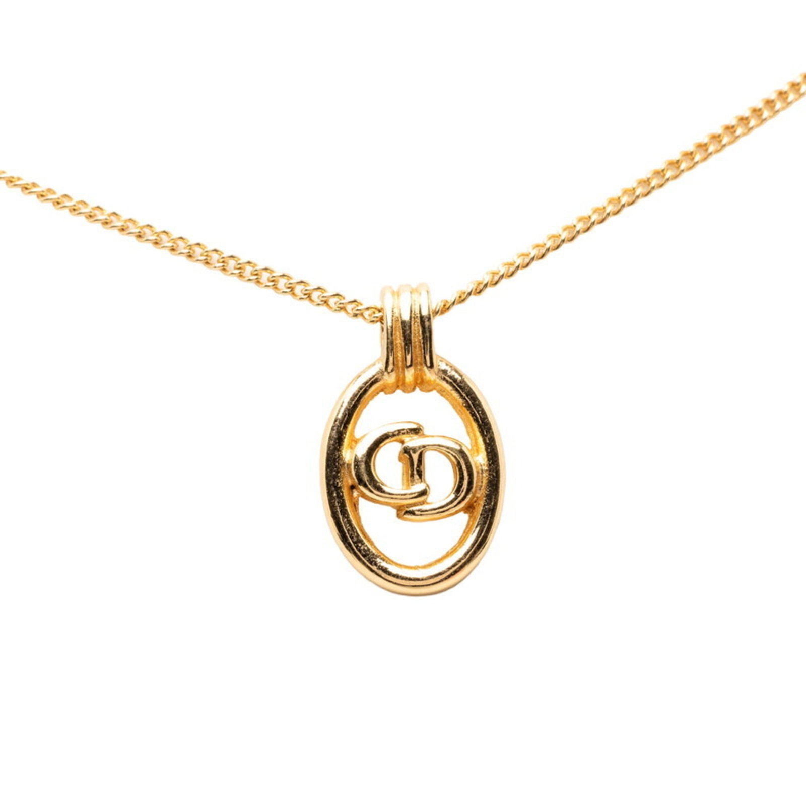 Christian Dior women's plated chain pendant necklace with CD logo necklace: Christian Dior women's plated chain pendant necklace with CD logo necklace Christian Dior's iconic logo adorns this elegant plated chain pendant necklace, adding a touch of sophistication to any
