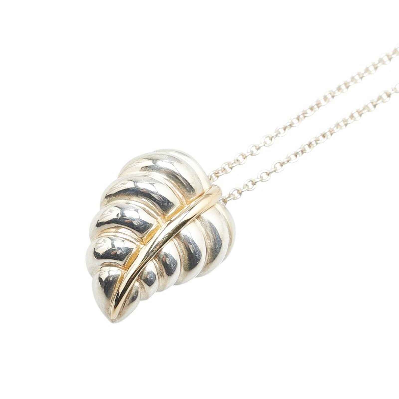 Silver Sv925 Necklace Women'S Leaf Motif 18K Yellow Gold Tiffany: Silver Sv925 Necklace Women'S Leaf Motif 18K Yellow Gold Tiffany Silver Sv925 Necklace Women'S Leaf Motif 18K Yellow Gold Tiffany - A beautiful, used necklace featuring a leaf motif in silver and 18k 