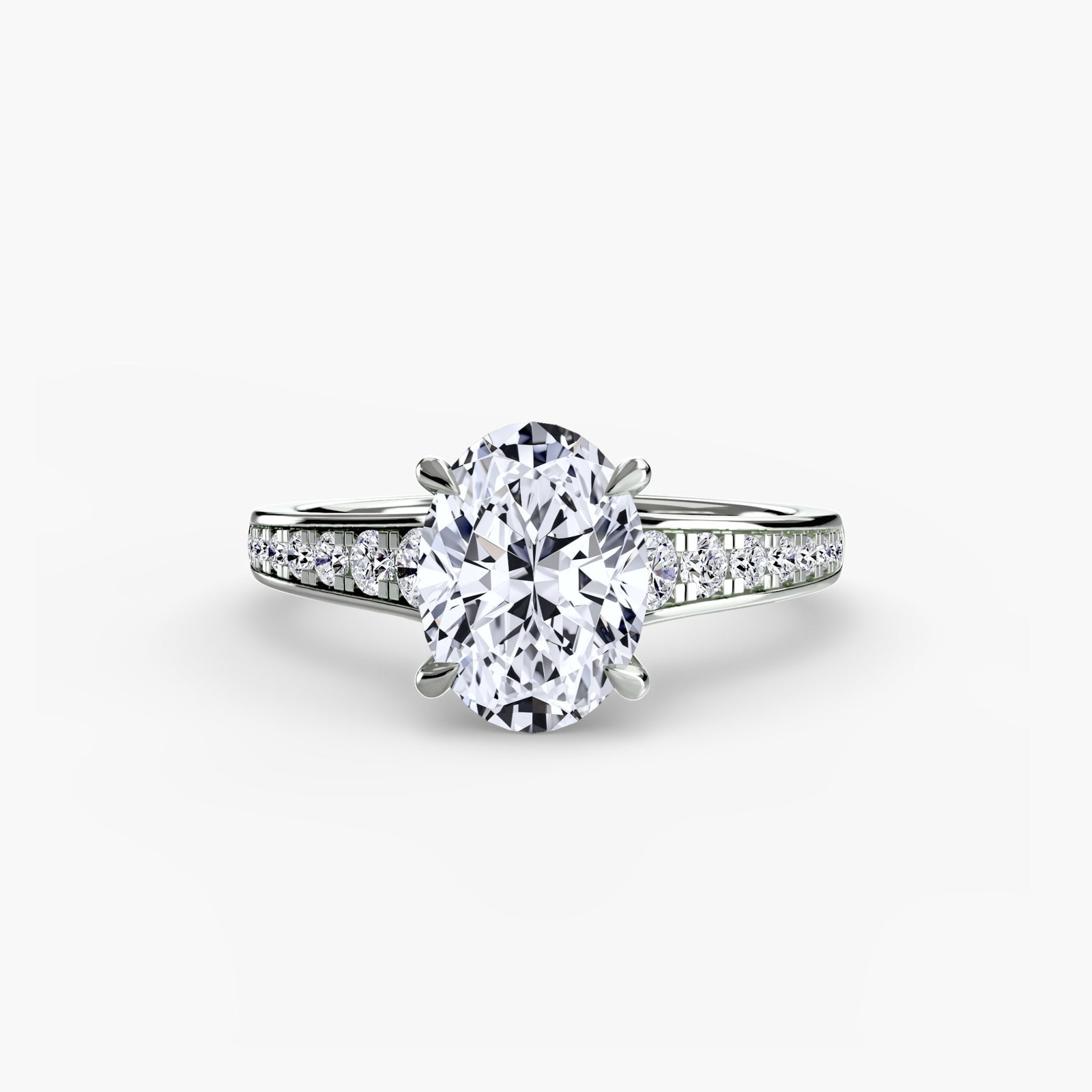 Pave Oval 950 Platinum Ring Setting - 2