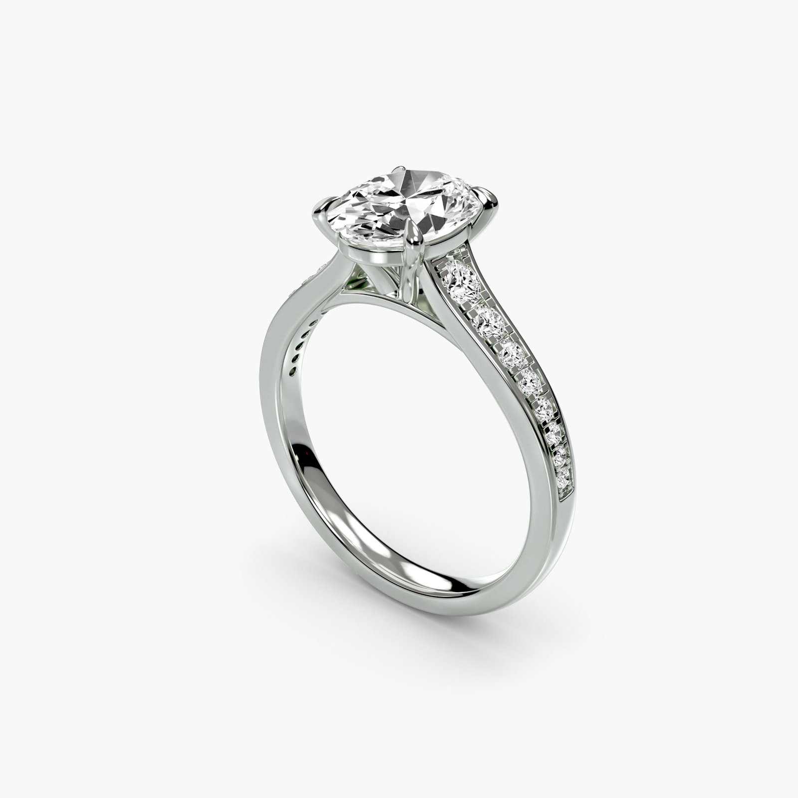 Pave Oval 950 Platinum Ring Setting - 5