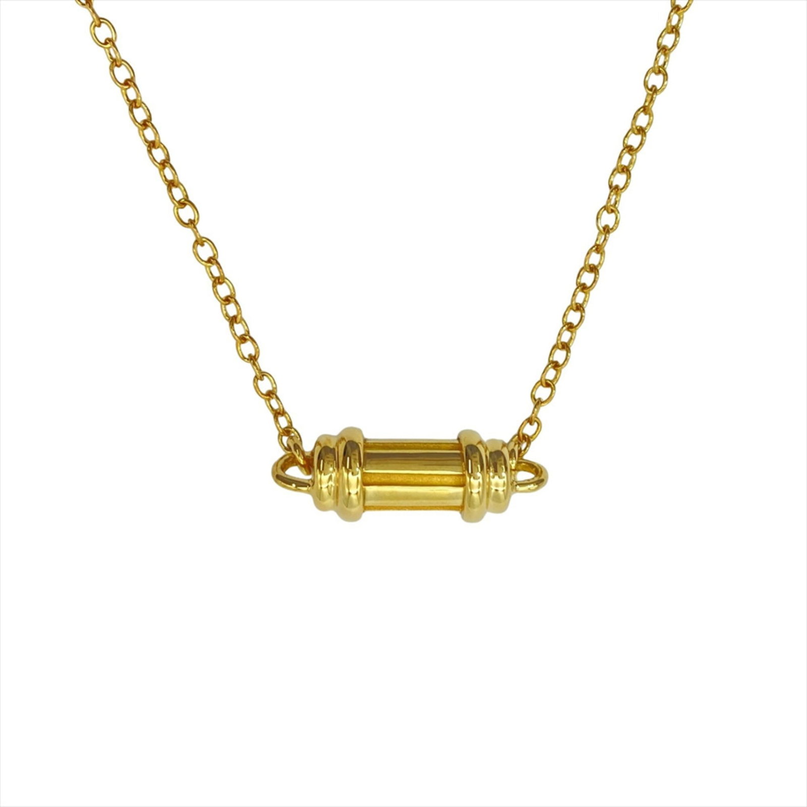 Women's 18K Yellow Gold 4.8G Necklace Bottle Cylinder Tiffany: Women's 18K Yellow Gold 4.8G Necklace Bottle Cylinder Tiffany 18K Yellow Gold Bottle Cylinder Necklace from Tiffany - A Timeless Classic. This beautiful necklace features a stunning bottle cylinder
