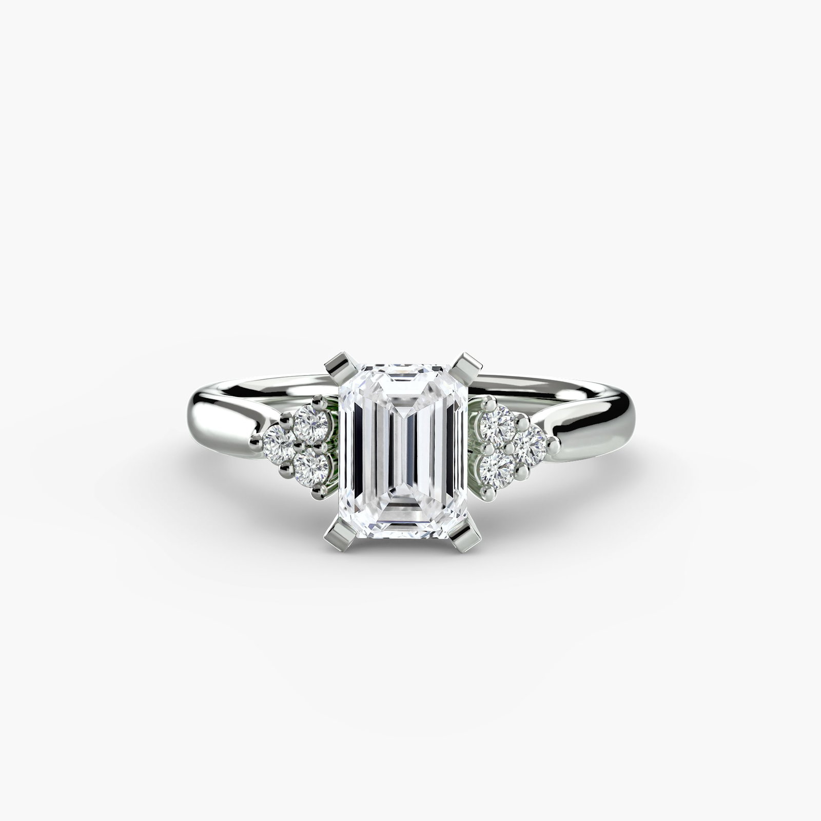 Solitaire Emerald 14Kt White Gold Ring Setting - 2