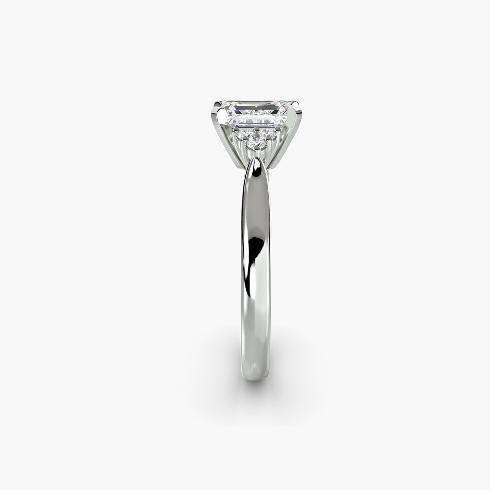 Solitaire Emerald 14Kt White Gold Ring Setting - 3