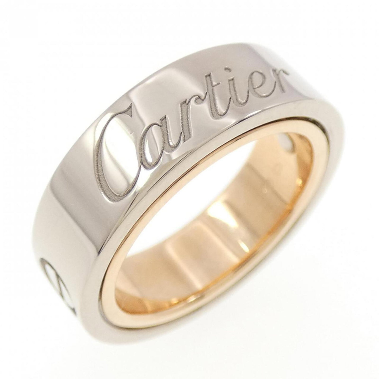 Pink Gold Cartier 18k White Gold Ring Band: Pink Gold Cartier 18k White Gold Ring Band Pink Gold Cartier 18k White Gold Ring Band - A luxurious and elegant ring band crafted from high-quality pink gold (18K) and white gold (18K), combining the
