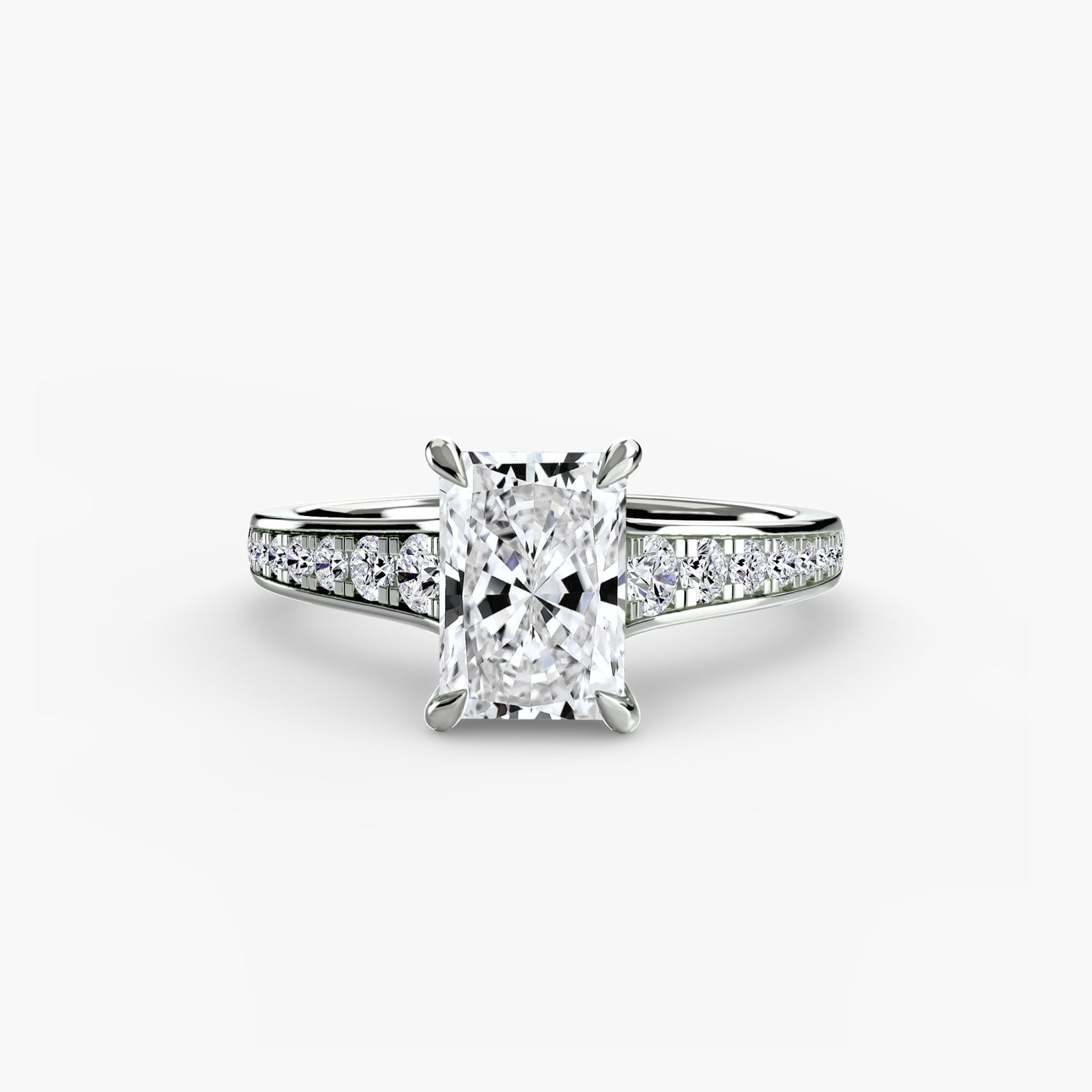 Pave Radiant 950 Platinum Ring Setting - 2