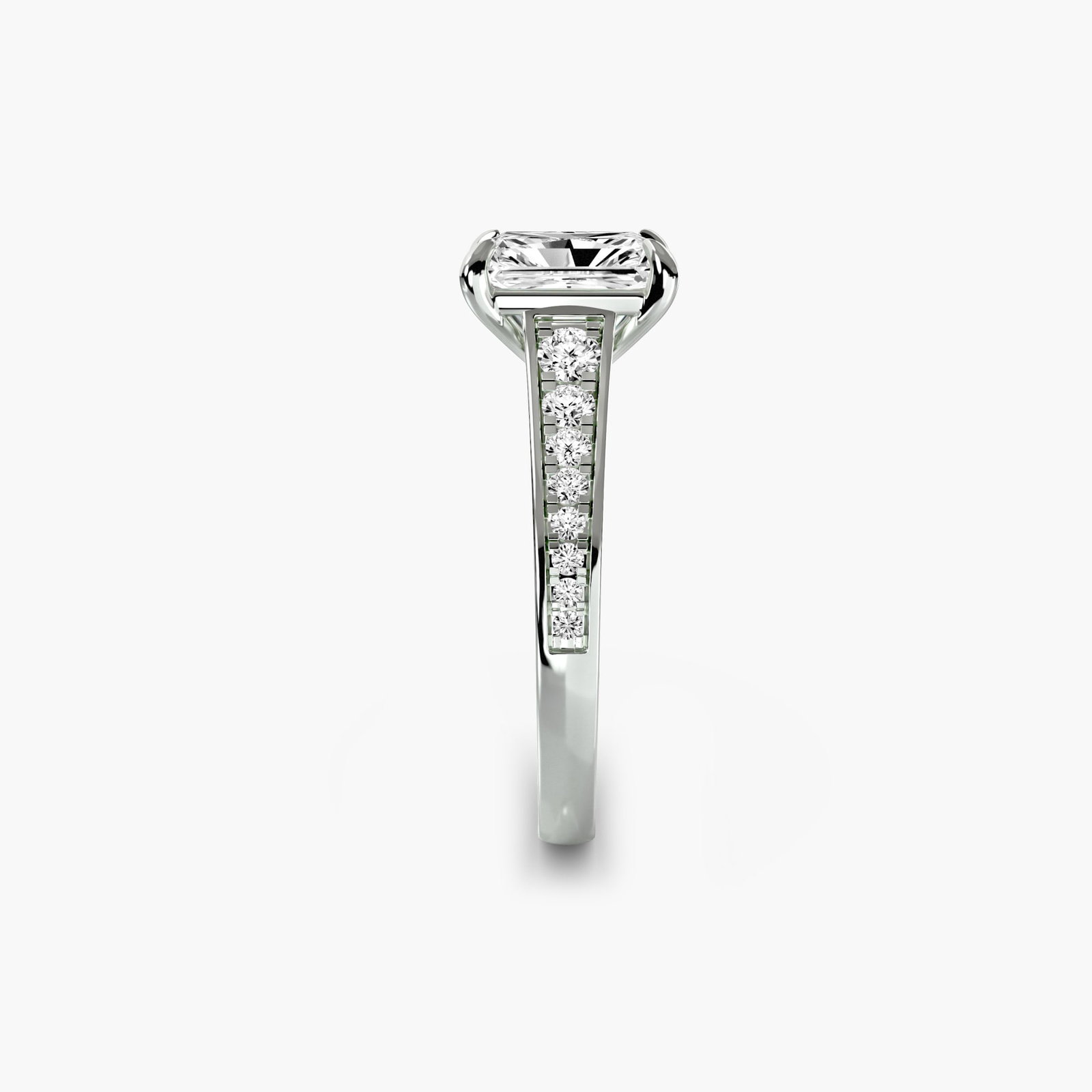Pave Radiant 950 Platinum Ring Setting - 3