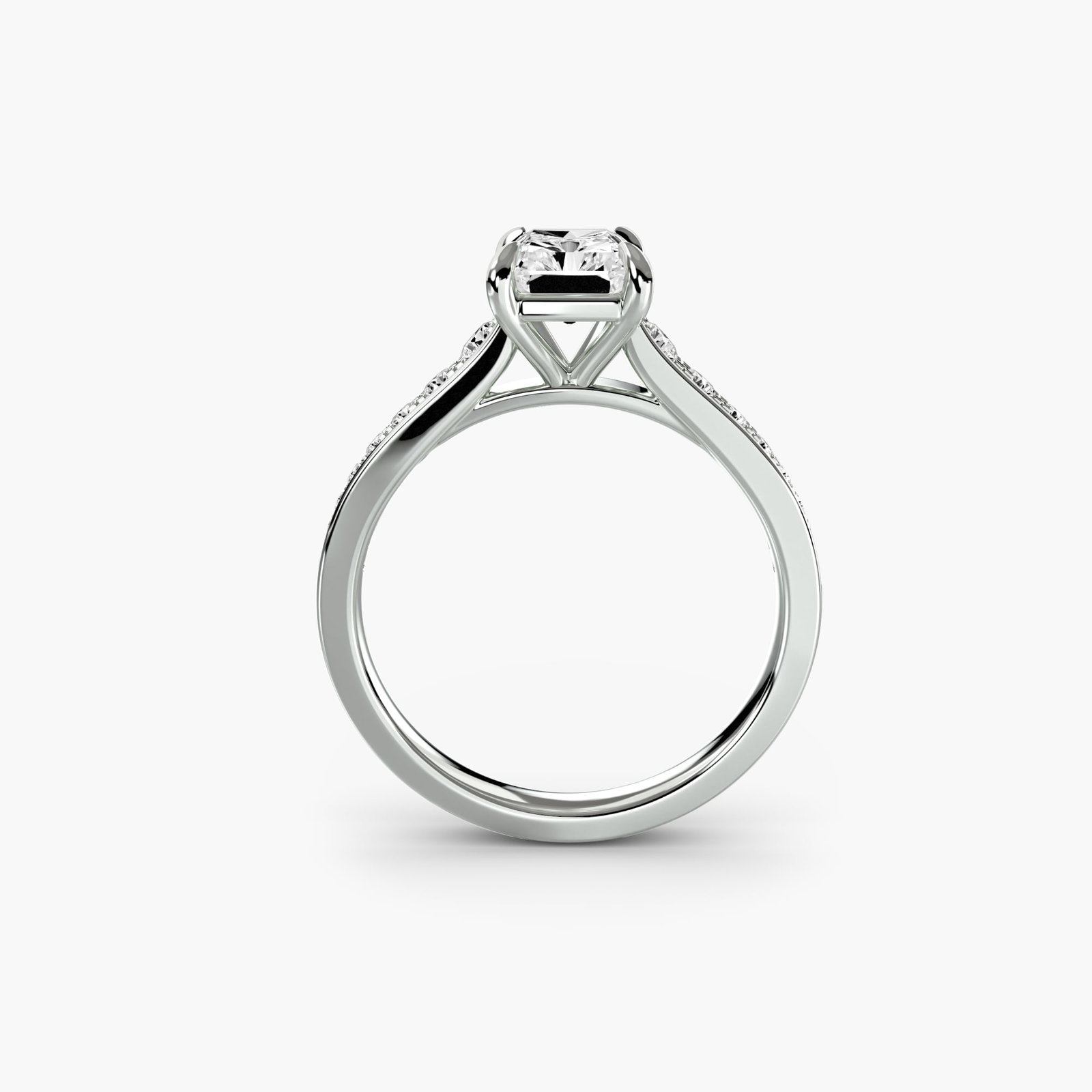 Pave Radiant 950 Platinum Ring Setting - 4