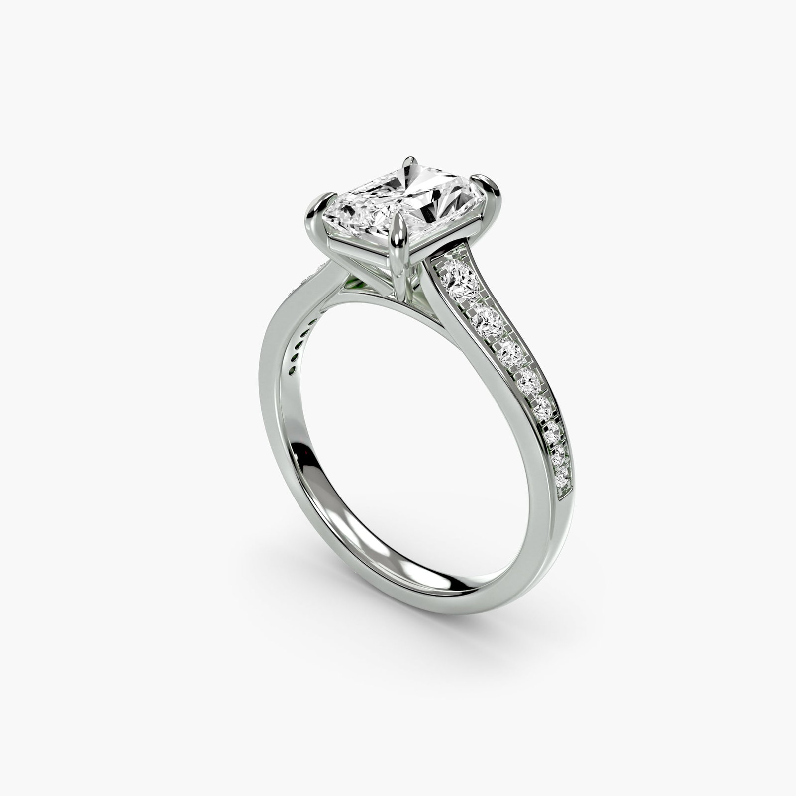 Pave Radiant 950 Platinum Ring Setting - 5