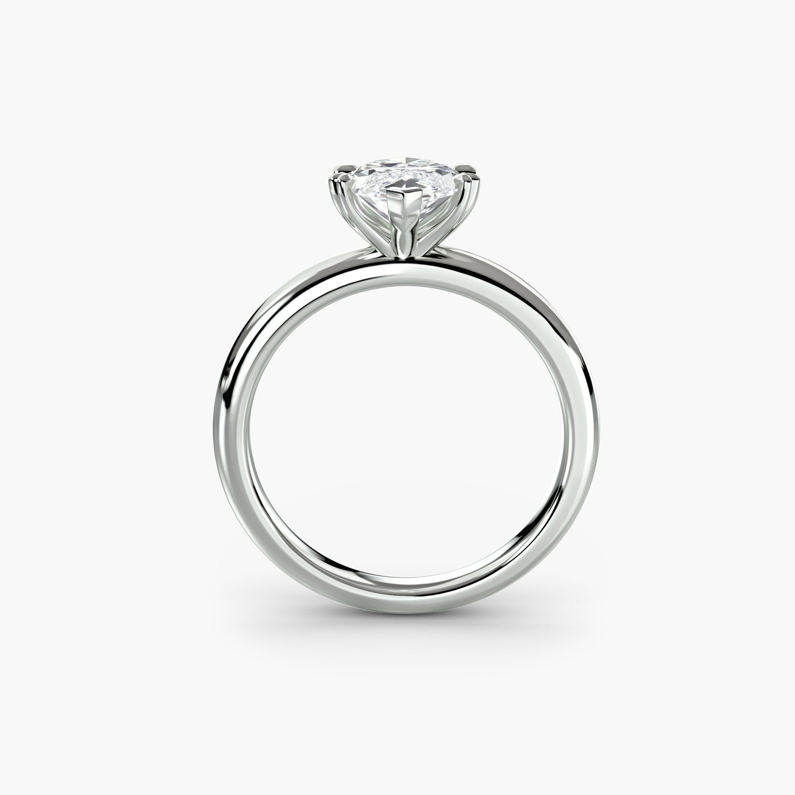 Solitaire Marquise 18Kt White Gold Ring Setting: Solitaire Marquise 18Kt White Gold Ring Setting Marquise shape adds elegance to this 18Kt white gold ring setting, featuring a slender profile and pointed ends. The metal weight is substantial at