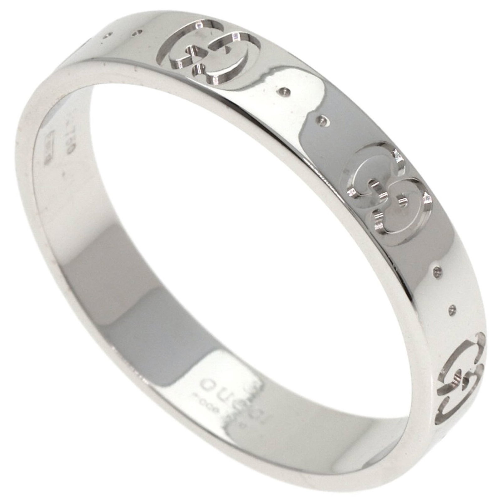 White Gold 18K Band Ring Gucci: White Gold 18K Band Ring Gucci White Gold 18K Band Ring Gucci features an elegant design with a subtle width of 3.9mm and a weight of 4g, crafted from high-quality white gold material. The ring bears