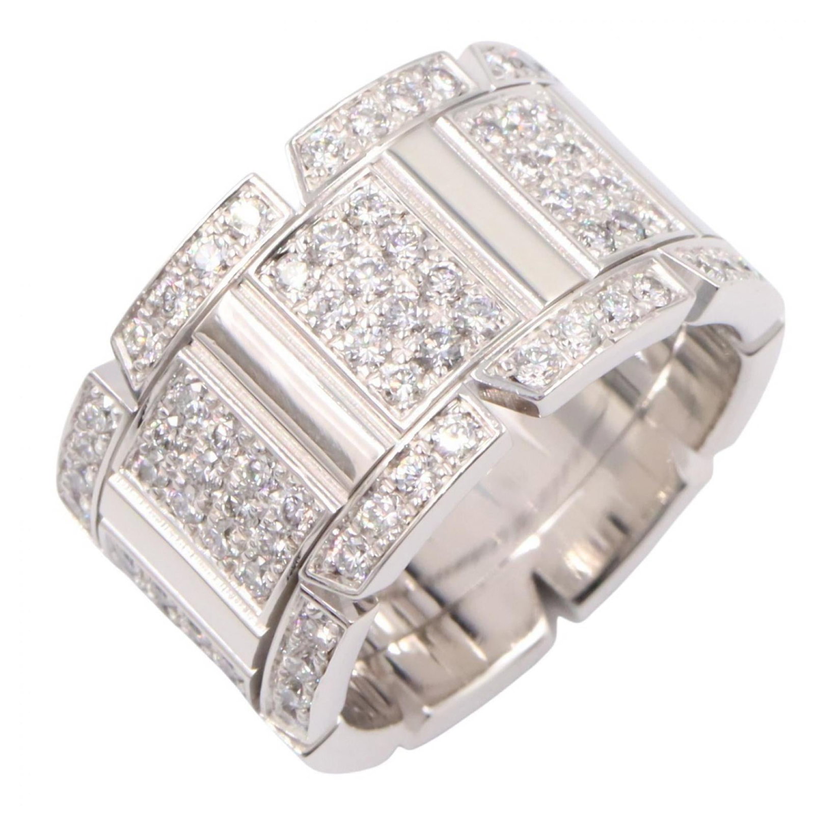 White Gold Cartier Band Ring 18K: White Gold Cartier Band Ring 18K 18K White Gold Cartier Band Ring in excellent condition, featuring a clear and silver finish. This used band ring has hardly any traces of usage, making it look like