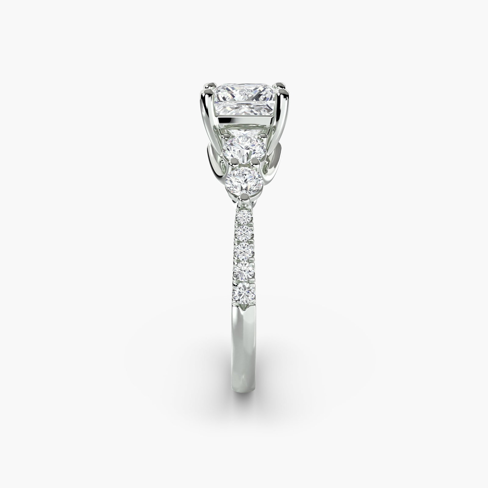 Pave Princess 950 Platinum Ring Setting - 3