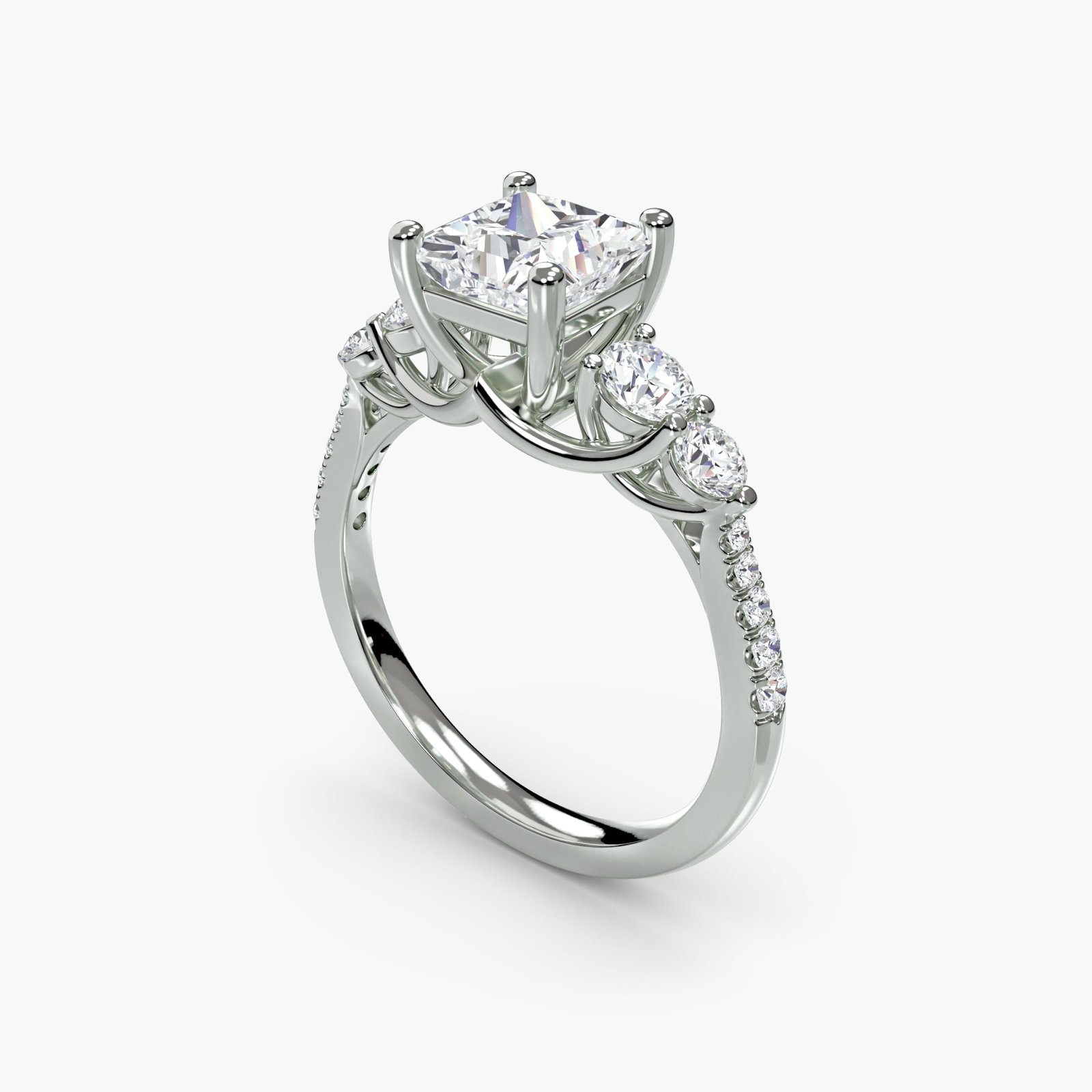Pave Princess 950 Platinum Ring Setting - 5