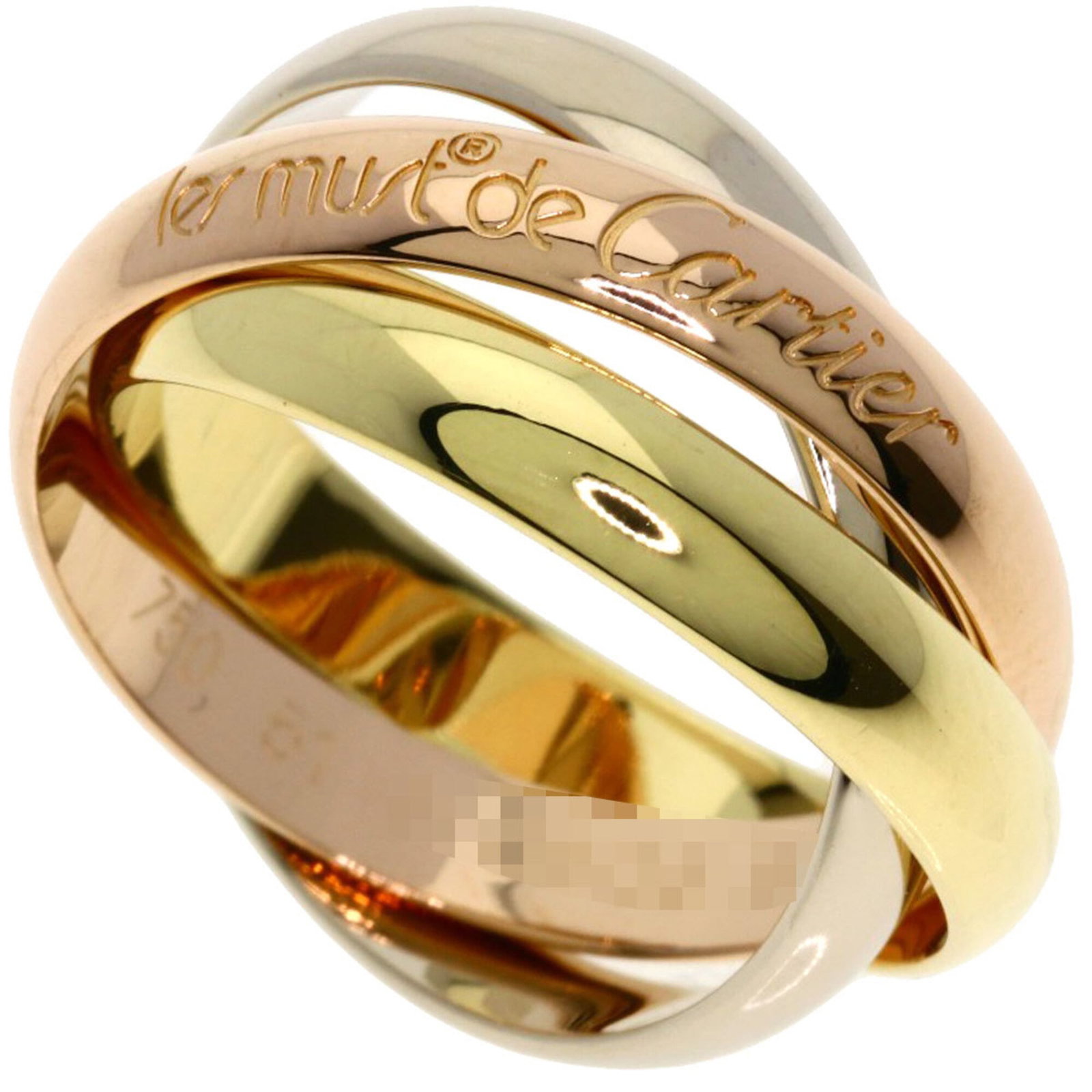 Cartier Band Ring: Cartier Band Ring Cartier Band Ring in 18K Gold, featuring a delicate pink, white, and yellow metal design. The ring boasts a classic band style with a subtle width of 3.4mm, making it a versatile