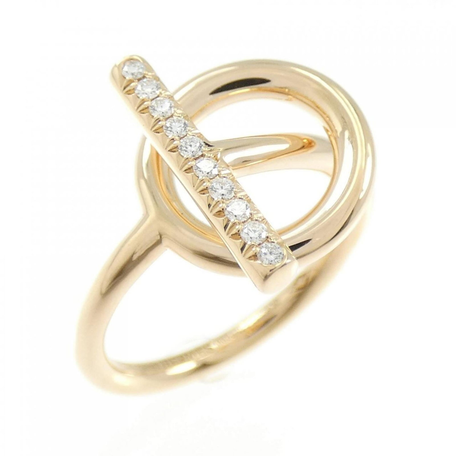 Pink Gold 18k Hermes Band Ring: Pink Gold 18k Hermes Band Ring Pink Gold 18k Hermes Band Ring, featuring a diamond stone and made from high-quality pink gold (18K), this band ring boasts a classic design. With a brand size of 50 and