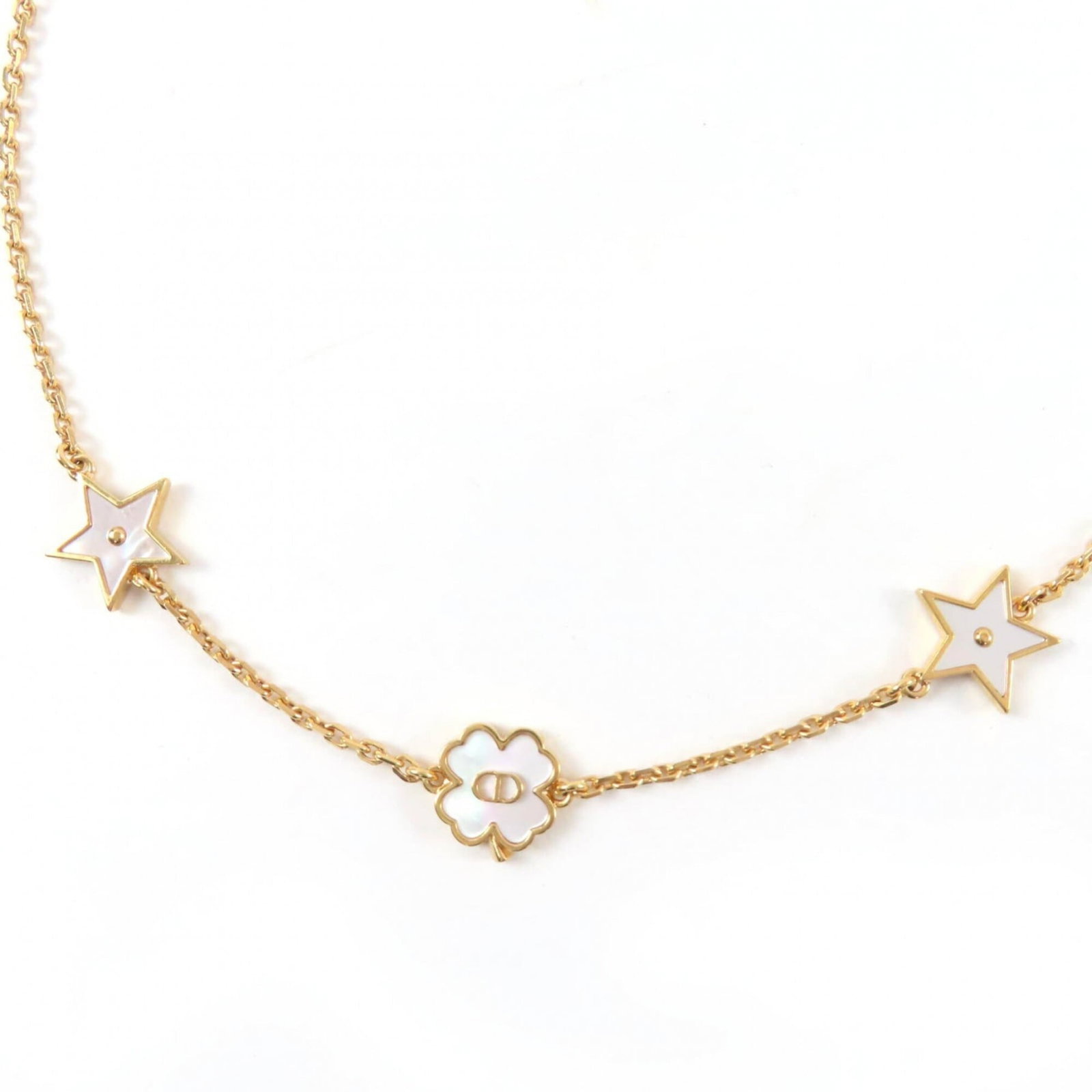 Christian Dior N3480Wommp Destiny Mother-Of-Pearl Star Clover Necklace Gold Women'S (1 of 8)