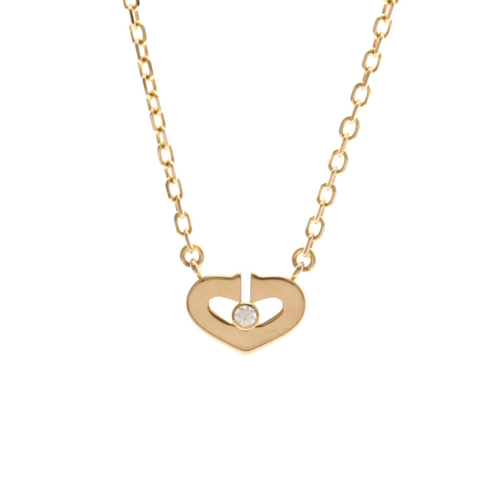 Menwomen Heart Pendant Necklace Pink Gold Diamond 1P C 18K Cartier: Menwomen Heart Pendant Necklace Pink Gold Diamond 1P C 18K Cartier Pink Gold Diamond Pendant Necklace from Cartier, featuring a 4.2g diamond set in an 18K pink gold pendant on a chain with a 39 cm nec