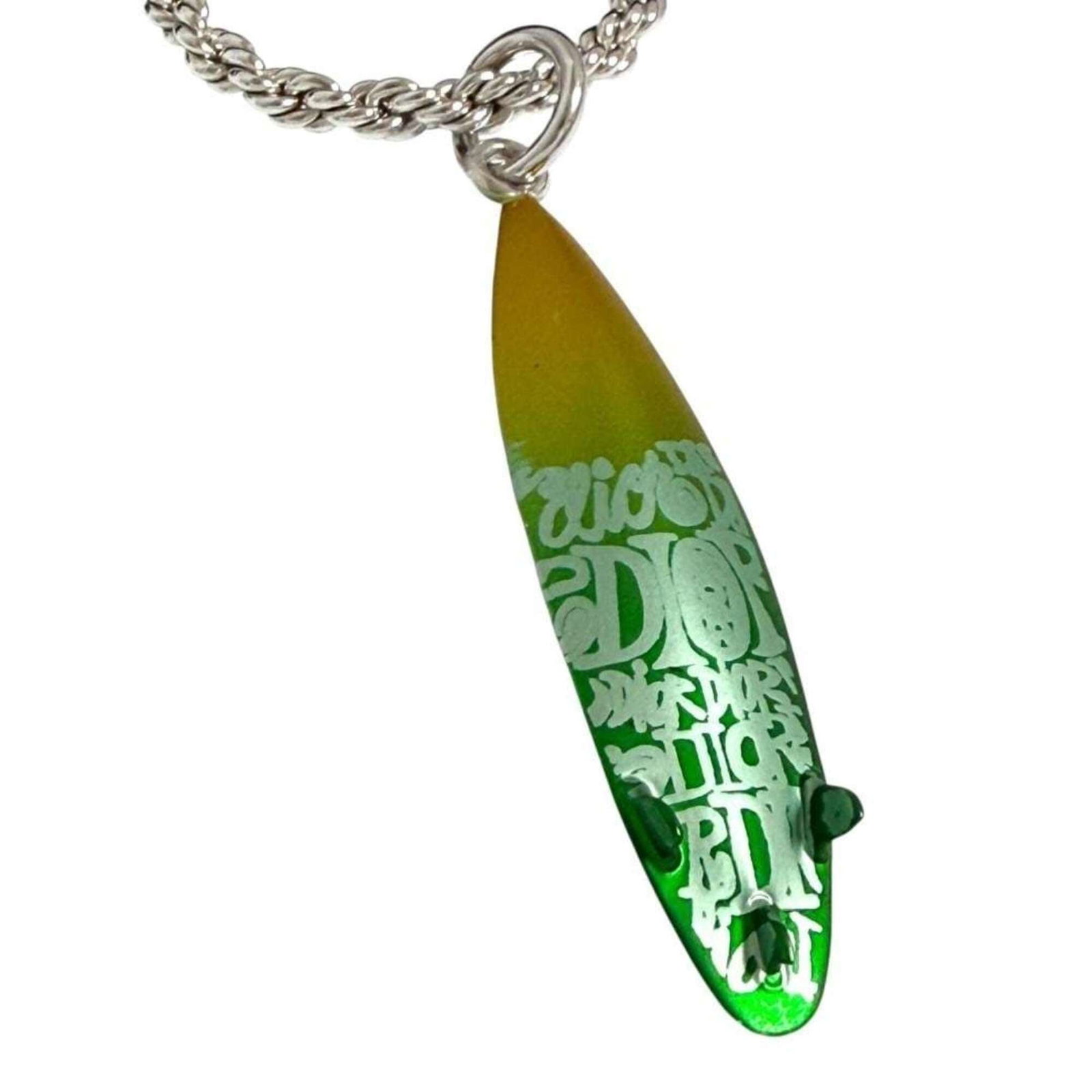 Christian Dior Men's Surfboard Pendant Necklace Stussy X: Christian Dior Men's Surfboard Pendant Necklace Stussy X Stussy X collaboration with Christian Dior brings together two iconic brands in a unique surfboard pendant necklace. This open, never-used piec