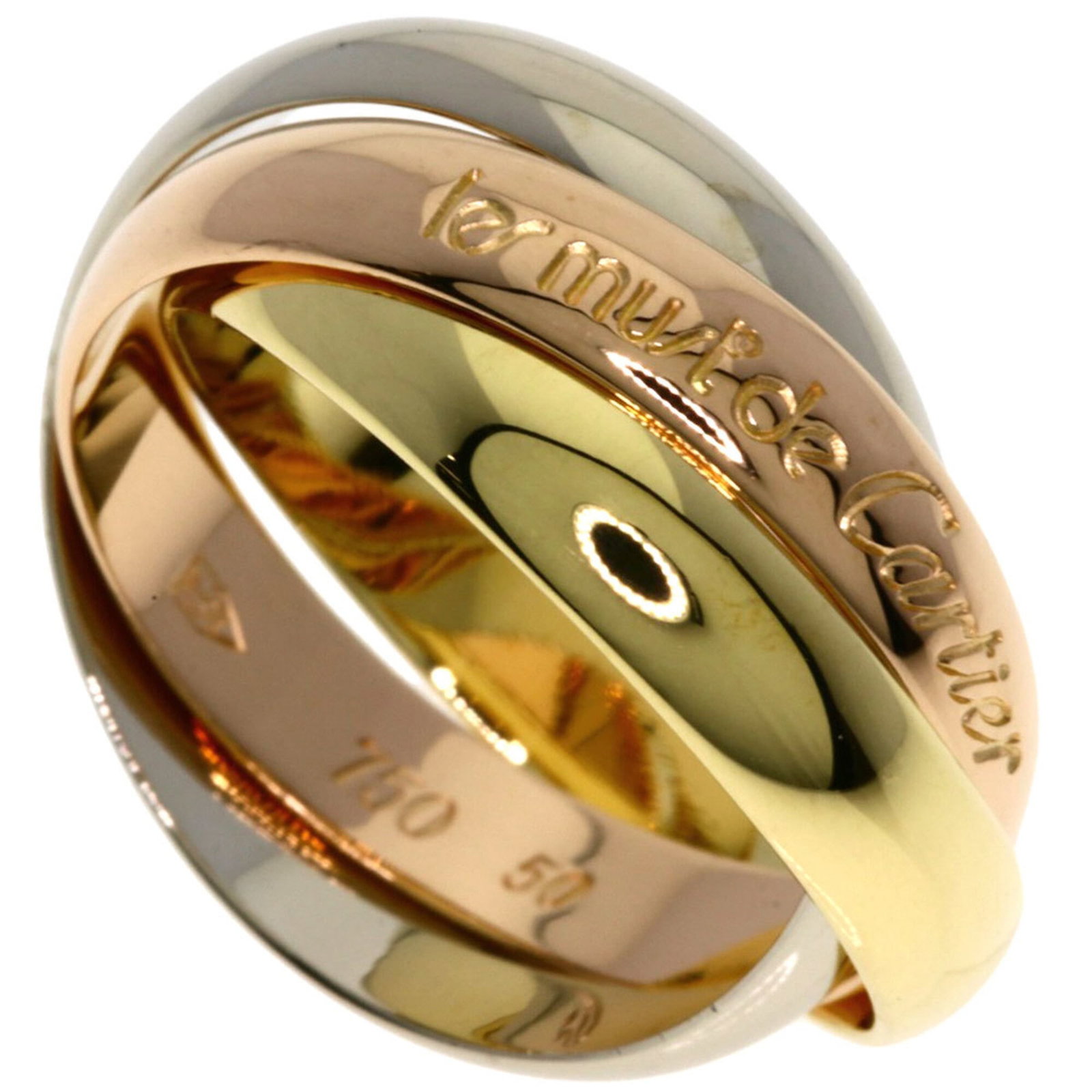 Cartier Pink 18k White 18k Yellow Gold Ring Band: Cartier Pink 18k White 18k Yellow Gold Ring Band Pink Gold (18K) and White Gold (18K) intertwined in a beautiful 18k Yellow Gold band, adding a touch of elegance to any outfit. This Cartier ring band 