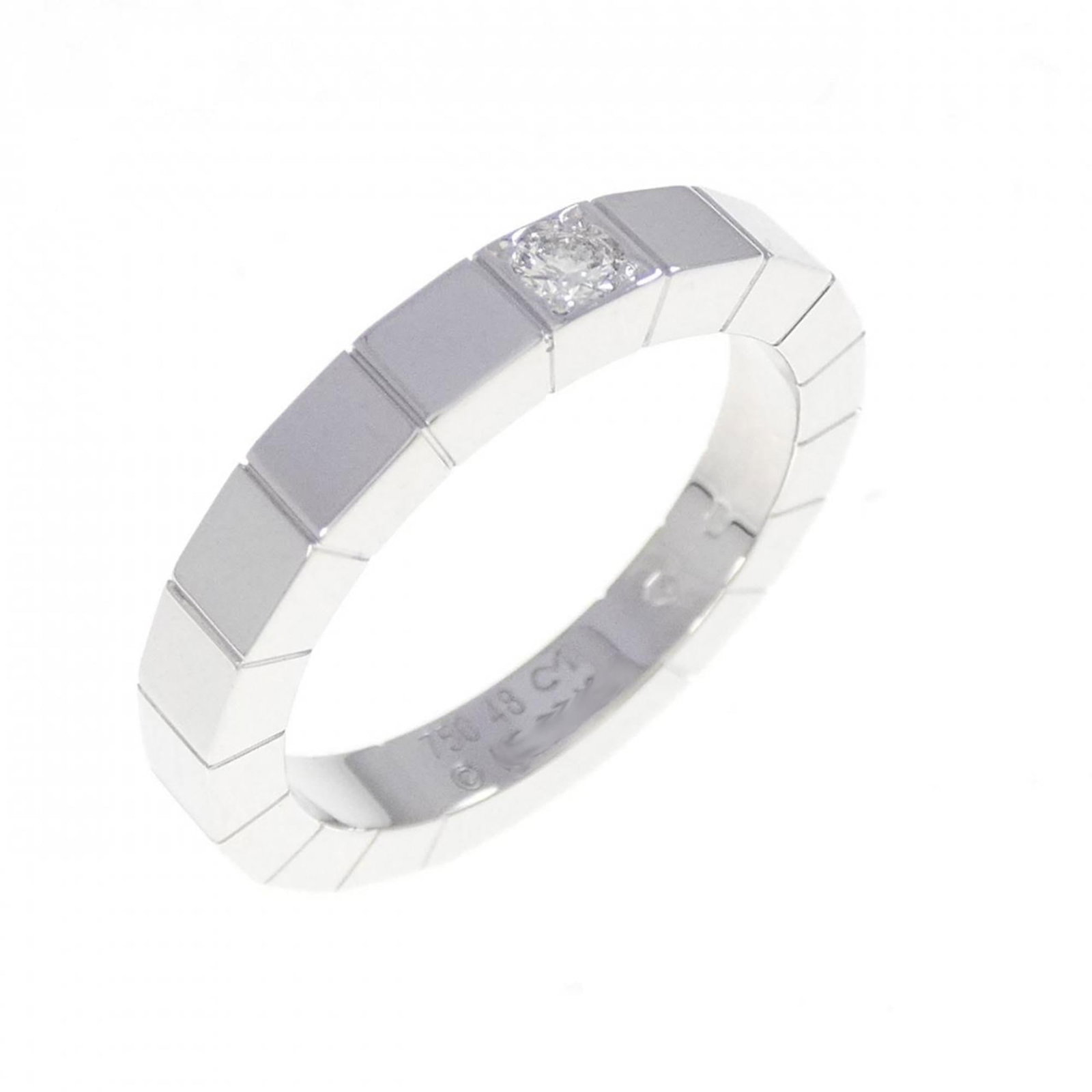 White Gold Cartier Band Ring 18K: White Gold Cartier Band Ring 18K 18K White Gold Cartier Band Ring for Women, featuring a diamond stone and made from high-quality white gold. The ring bears a signature and has been well-maintained,