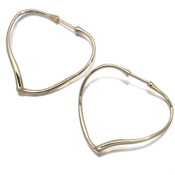 Tiffany&Co. Earrings Open Heart Small Hoop 18K Yg: Tiffany&Co. Earrings Open Heart Small Hoop 18K Yg Yellow gold hoop earrings featuring an open heart design by Elsa Peretti, showcasing the iconic Tiffany & Co. style with 18k metal purity. This small