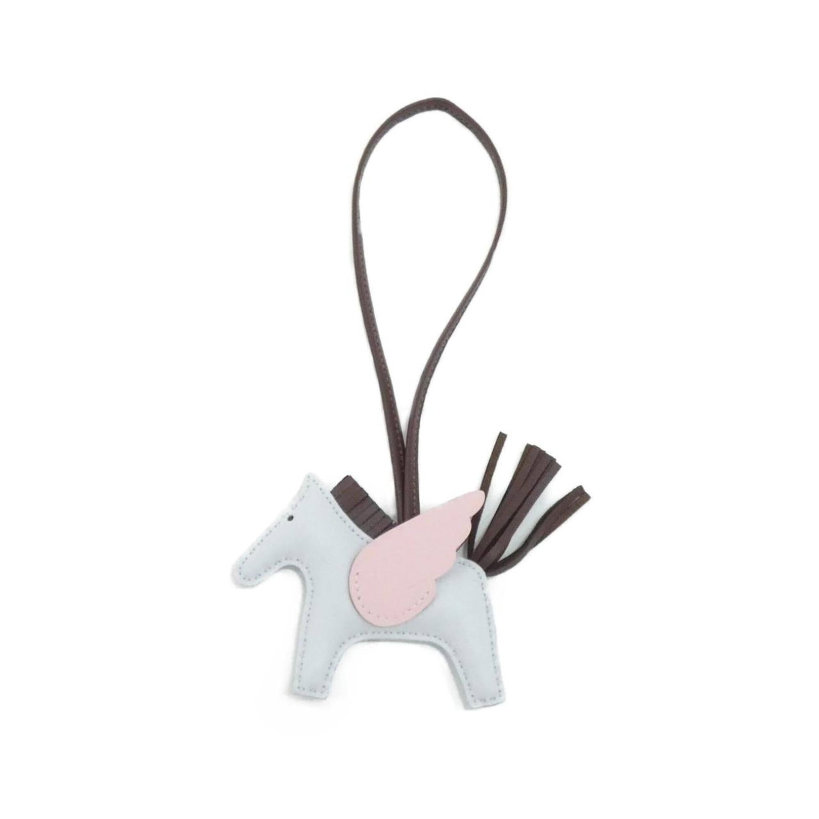 Hermes Handbag Charm Agneau Milo: Hermes Handbag Charm Agneau Milo Agneau Milo charm from Hermes, featuring a beautiful blue and rose Sakura design. This used handbag charm measures 75mm x 85mm and showcases some minor scratches and