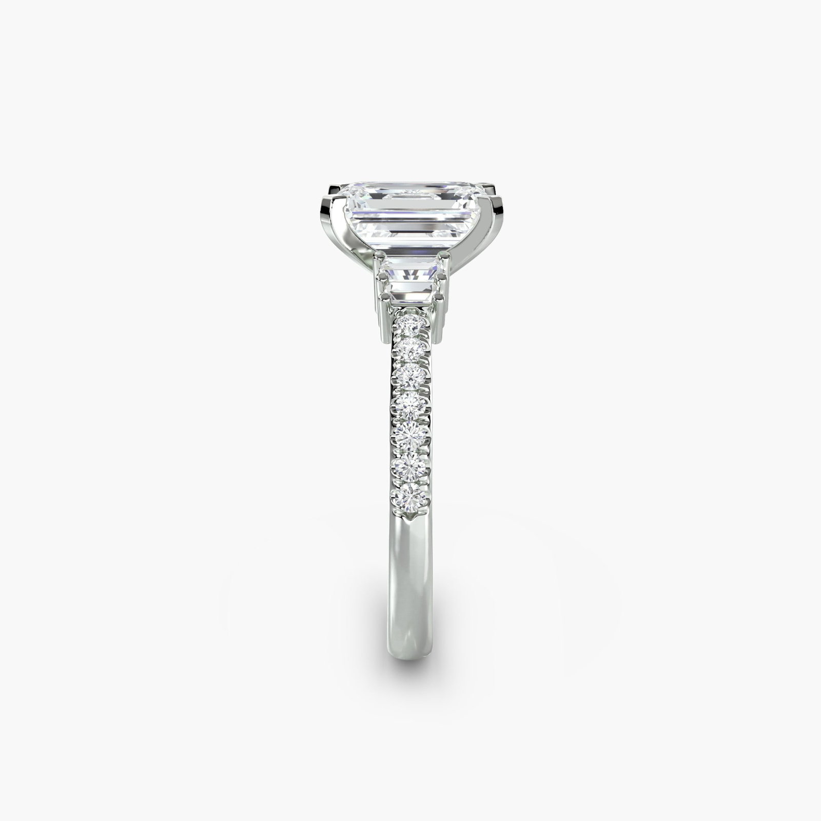 Pave Emerald 950 Platinum Ring Setting - 3